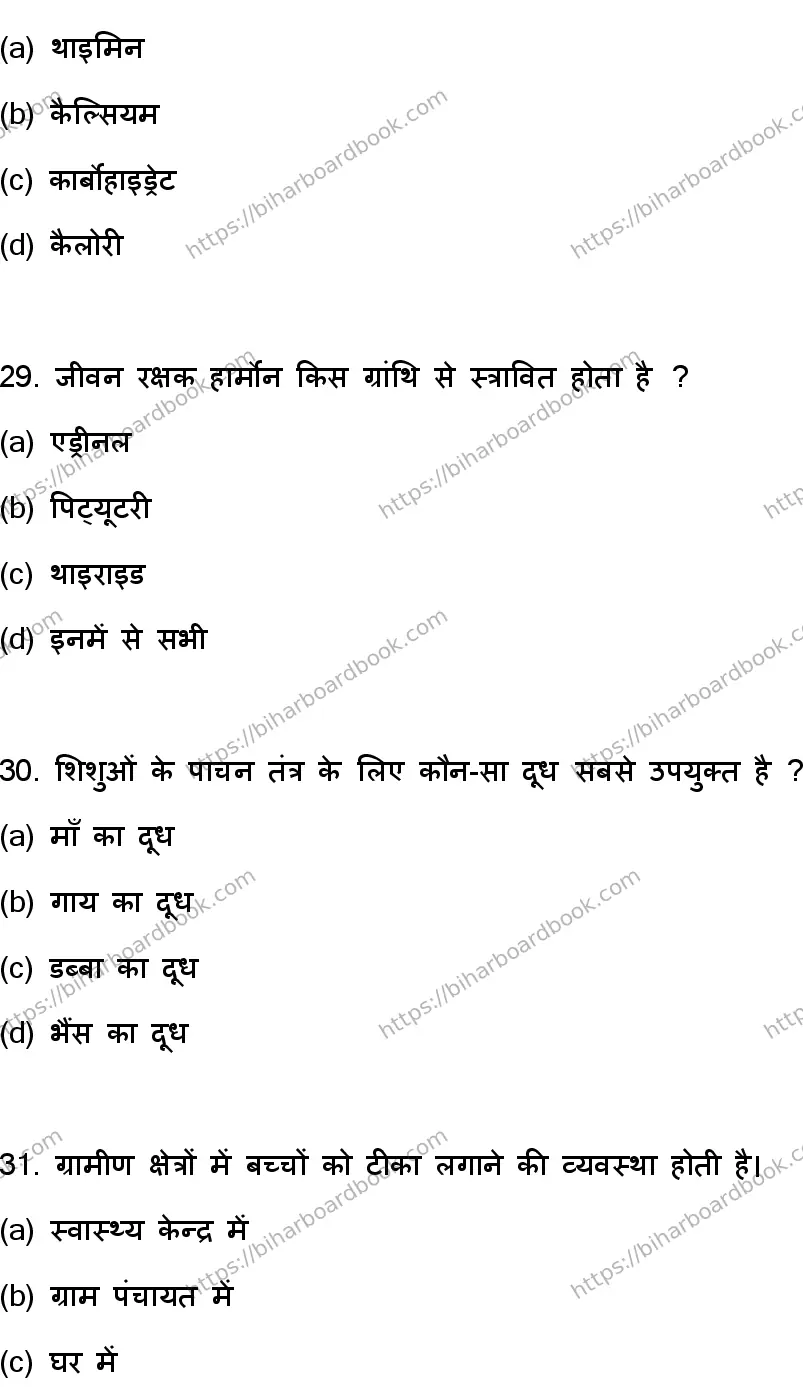 Bihar Board Class 12th 2023 Home Science Previous Year Paper 9