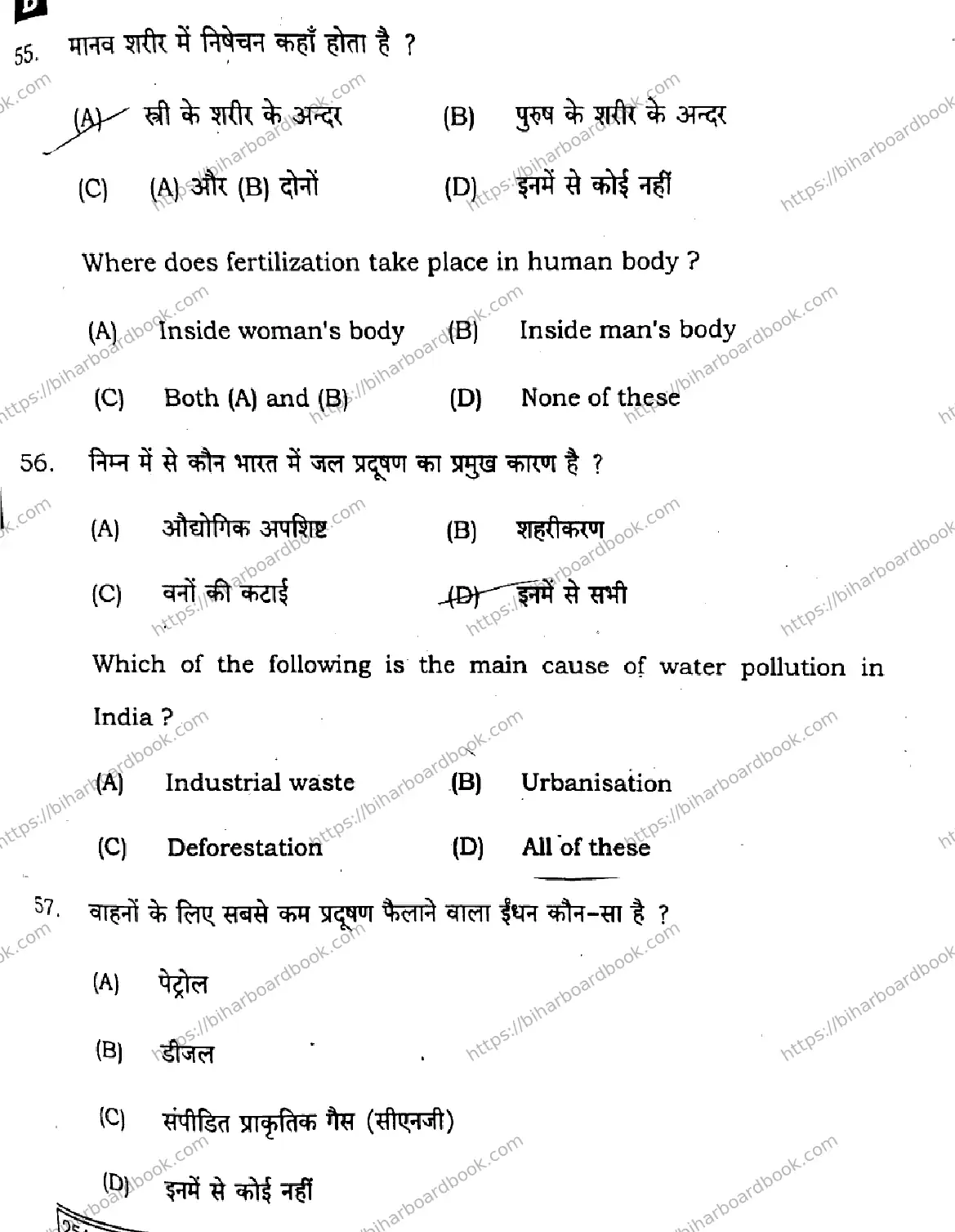 Bihar Board Class 12th 2025 Home Science  319  SetB Previous Year Paper 22