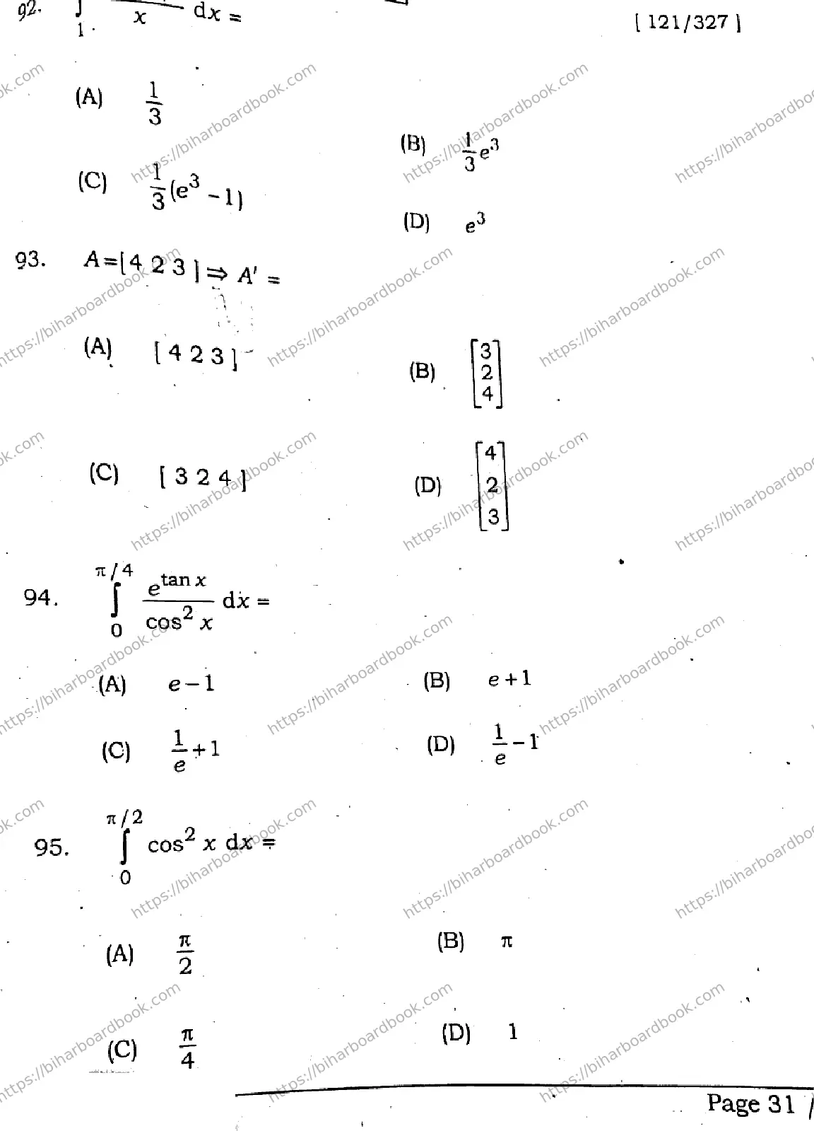 Bihar Board Class 12th 2026 MATHEMATICS-121-327-SET-J Previous Year Paper 30