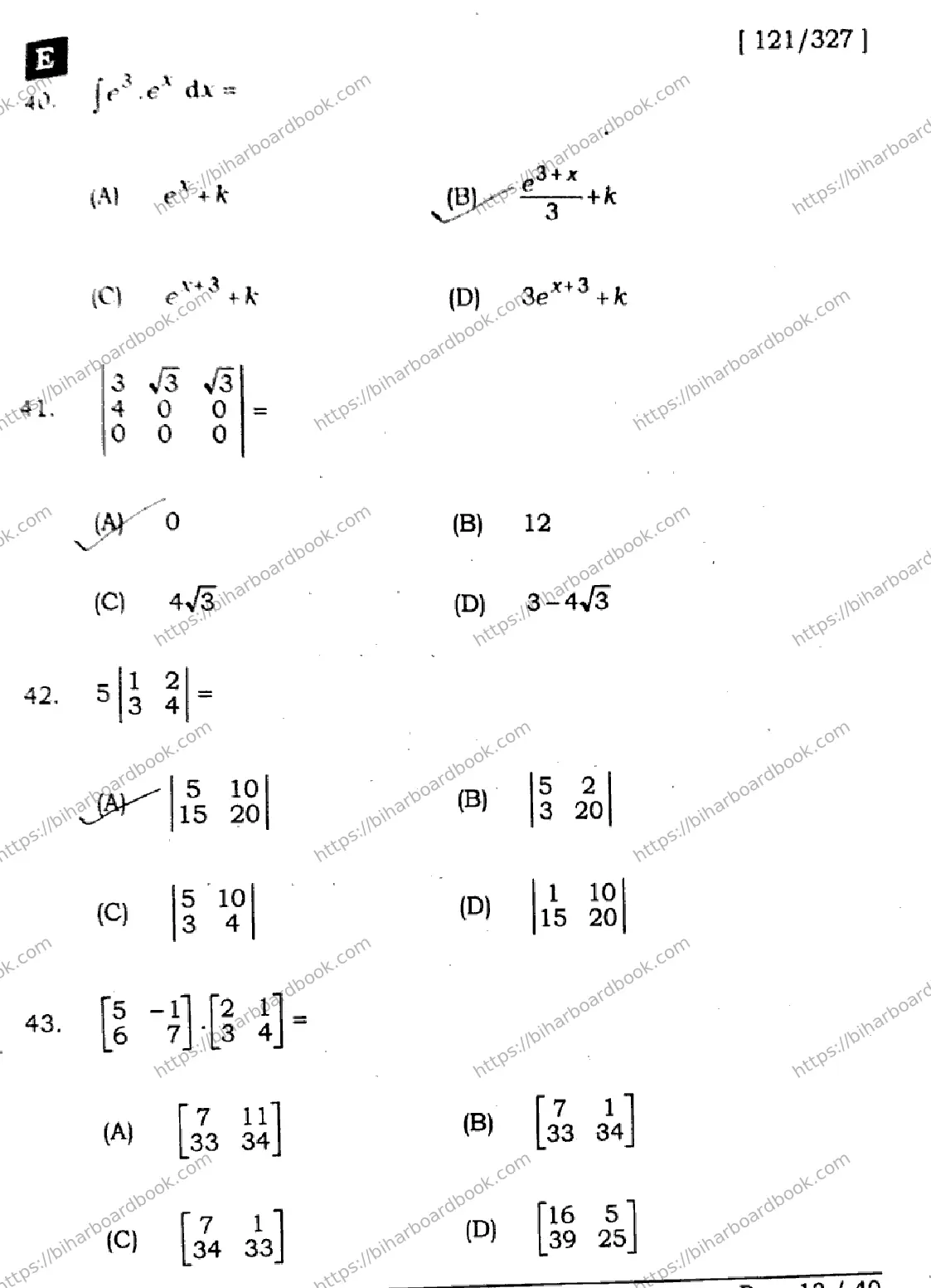 Bihar Board Class 12th 2025 Mathematics  121327  SetE Previous Year Paper 13