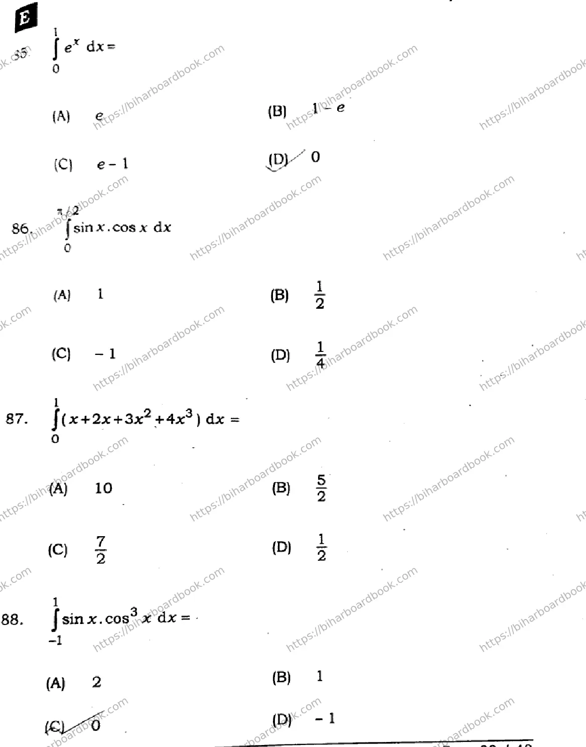 Bihar Board Class 12th 2025 Mathematics  121327  SetE Previous Year Paper 29