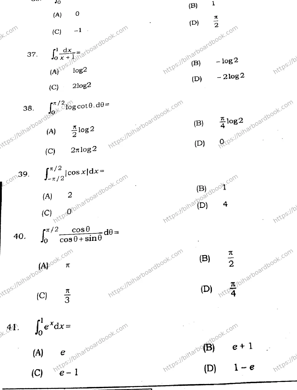 Bihar Board Class 12th 2021 Mathematics  121327J  2021 Previous Year Paper 11