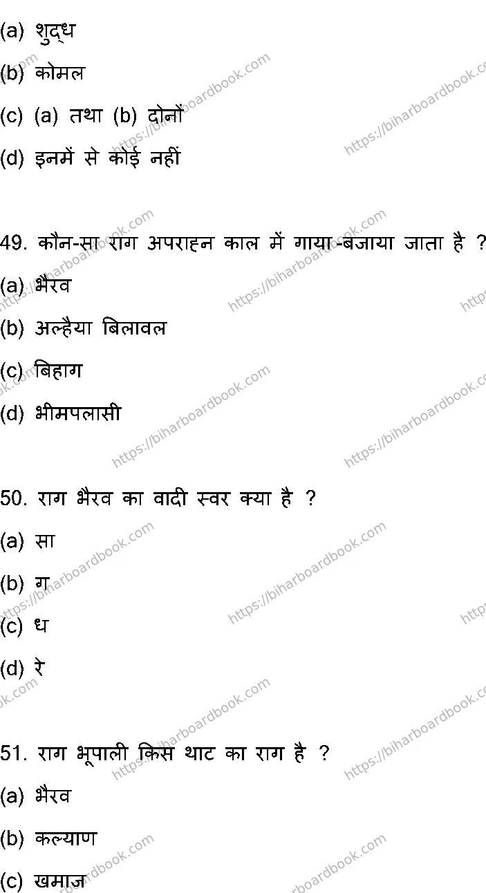 Bihar Board Class 12th 2023 Music Previous Year Paper 14