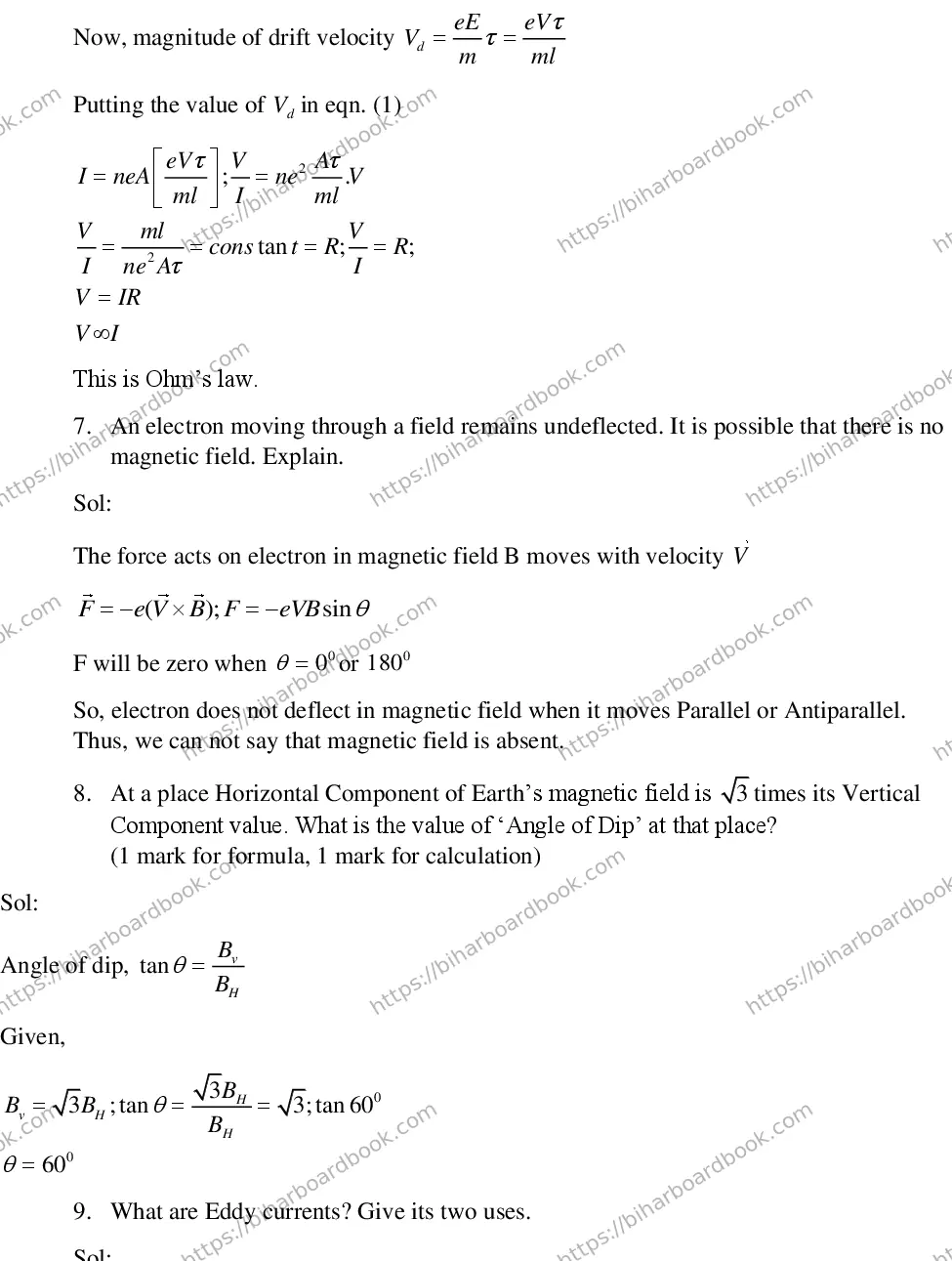 Bihar Board Class 12th 2018 Physics  2018 Previous Year Paper 9