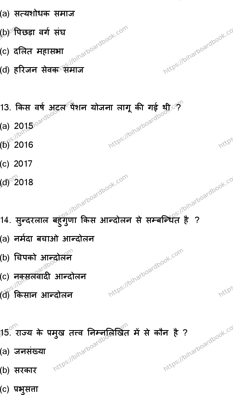 Bihar Board Class 12th 2023 Sociology Previous Year Paper 5