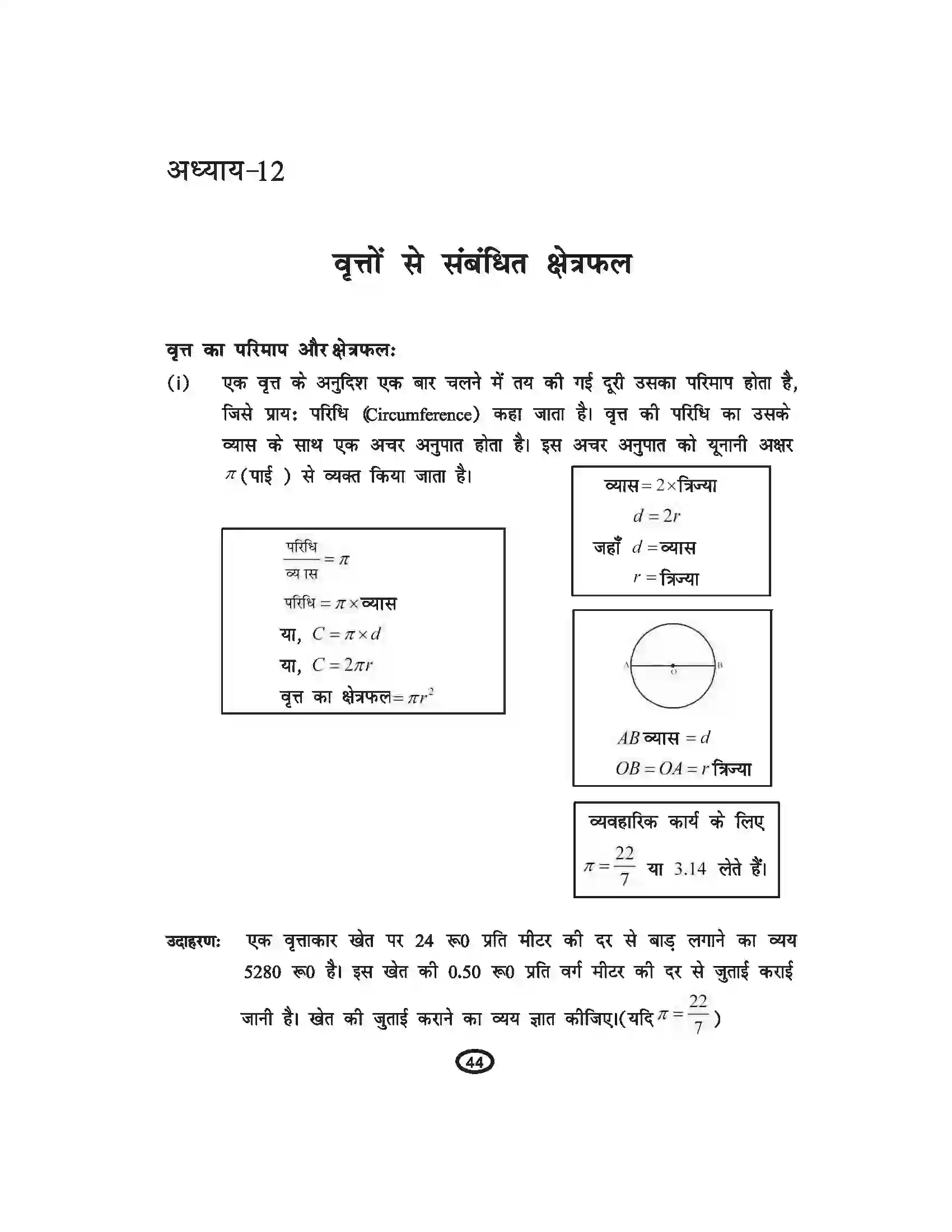 Bihar Board Class 10th Mathematics वृतों से संबंधित क्षेत्रफल Revision Note 1
