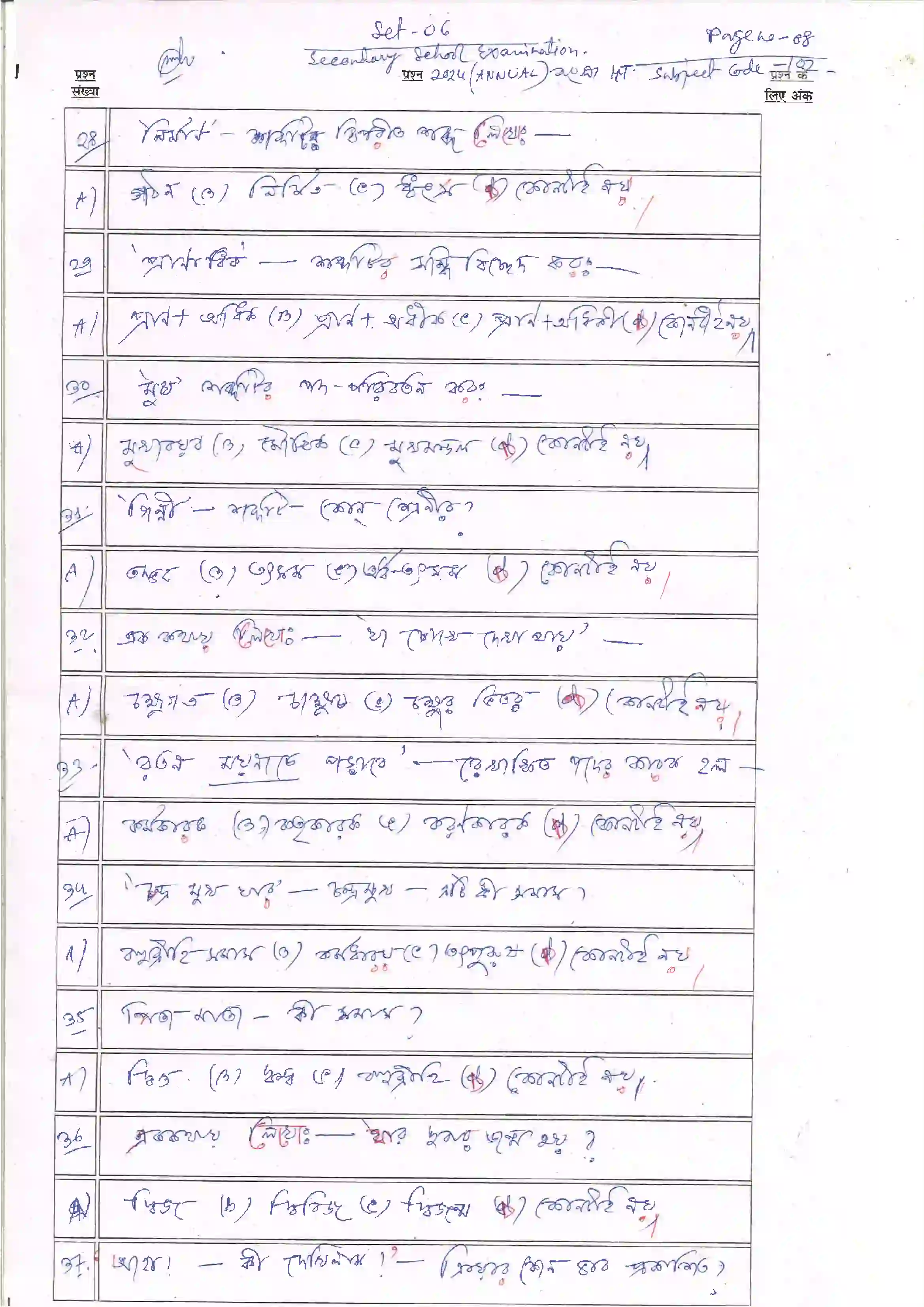 Bihar Board Class 10th 2024 Bangla Sample Paper 8