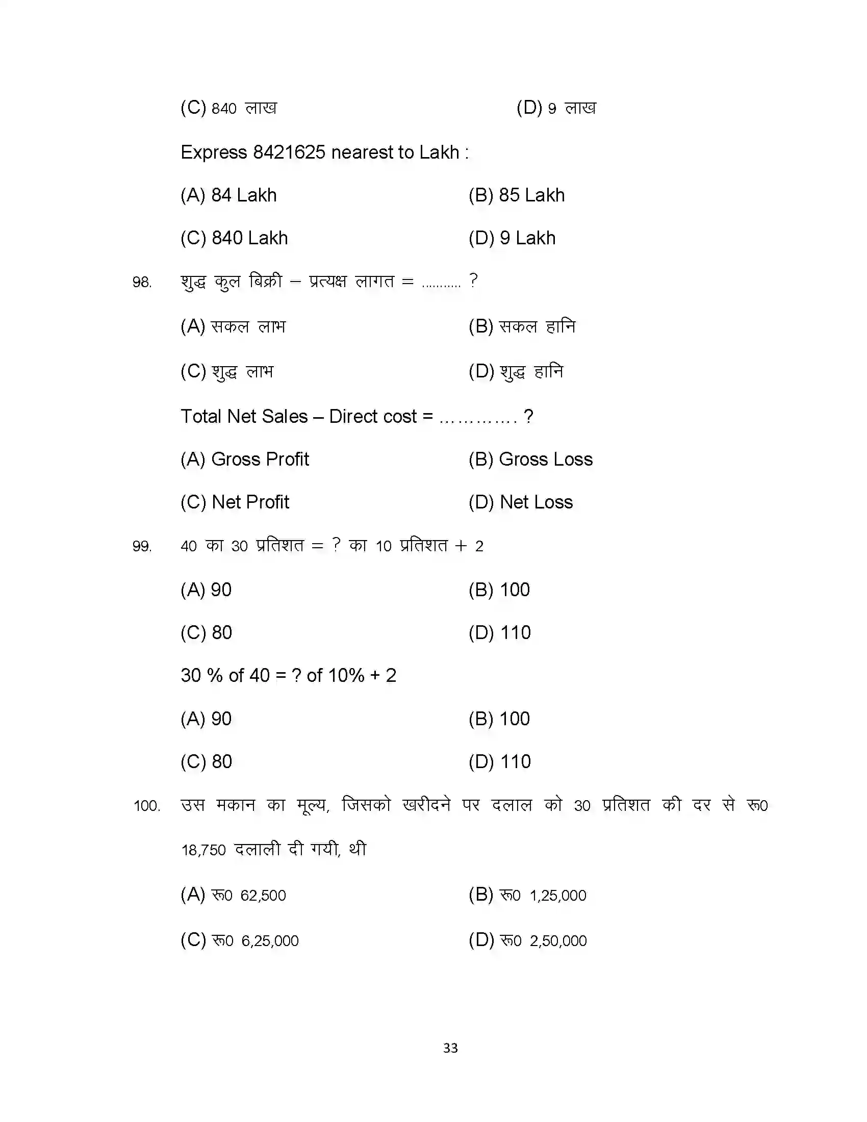 Bihar Board Class 10th 2023 Commerce Sample Paper 33