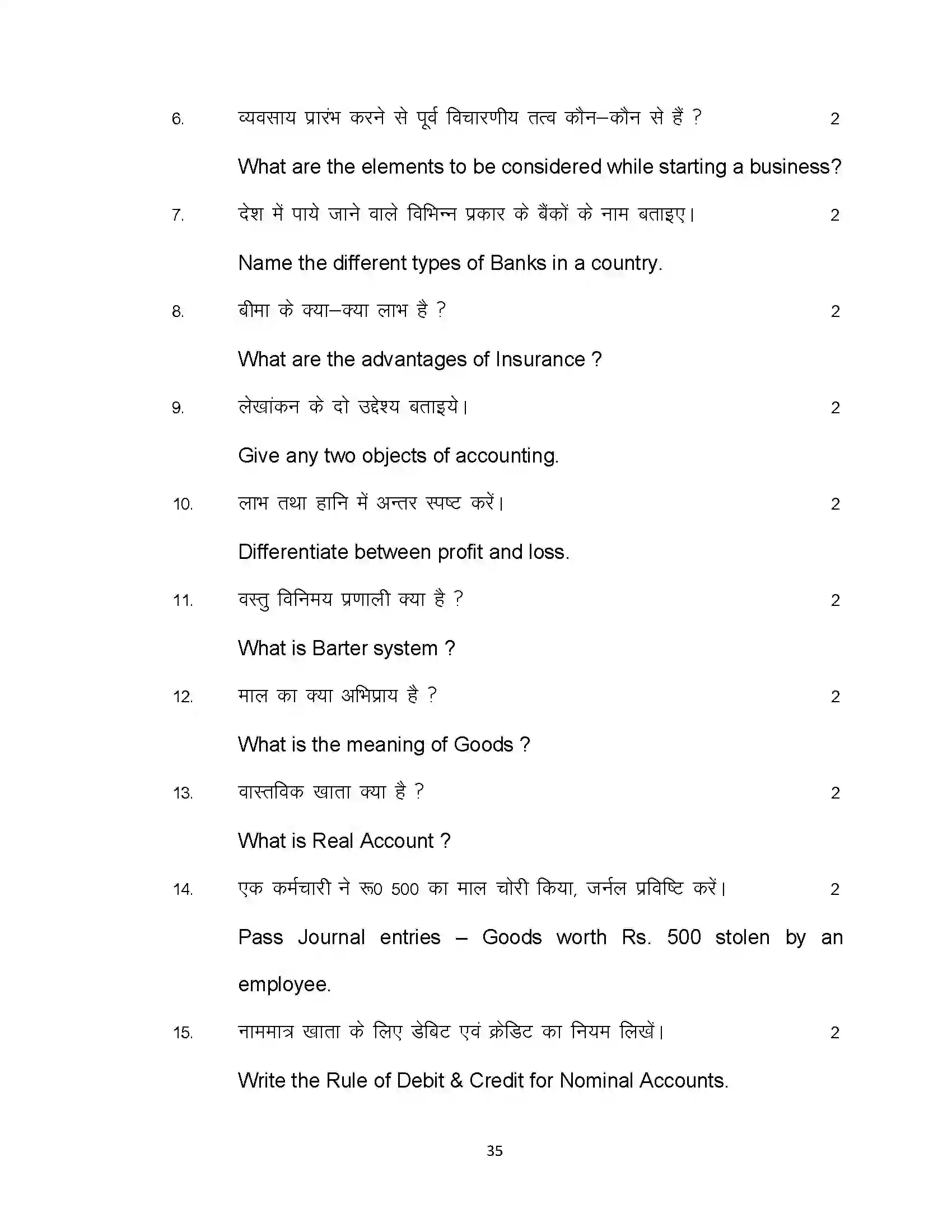 Bihar Board Class 10th 2023 Commerce Sample Paper 35
