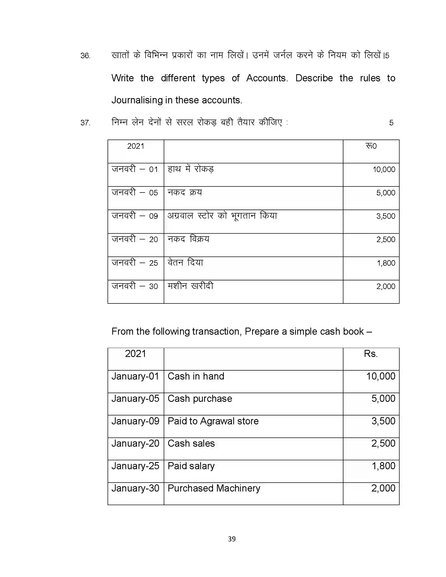 Bihar Board Class 10th 2023 Commerce Sample Paper 39