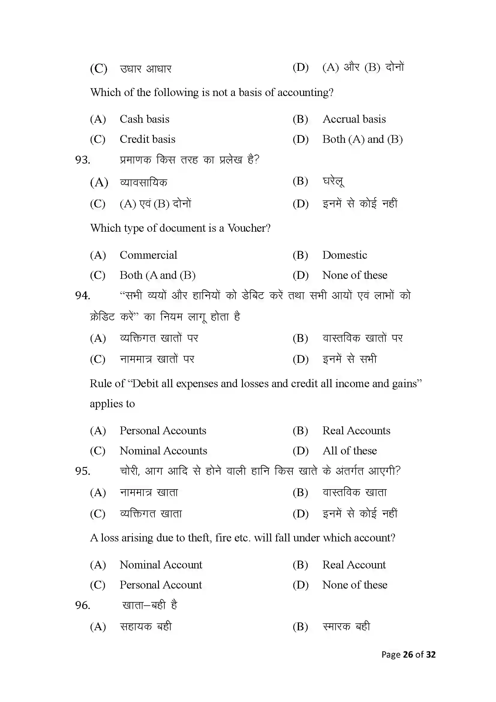 Bihar Board Class 10th 2025 Commerce Sample Paper 26