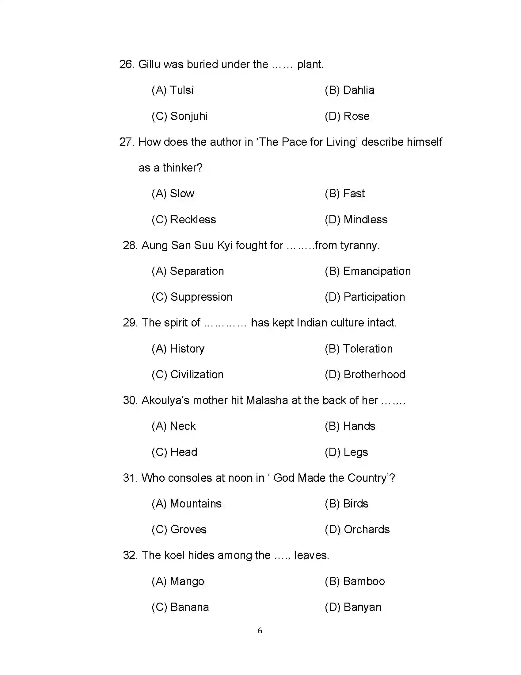 Bihar Board Class 10th 2020 English Sample Paper 6
