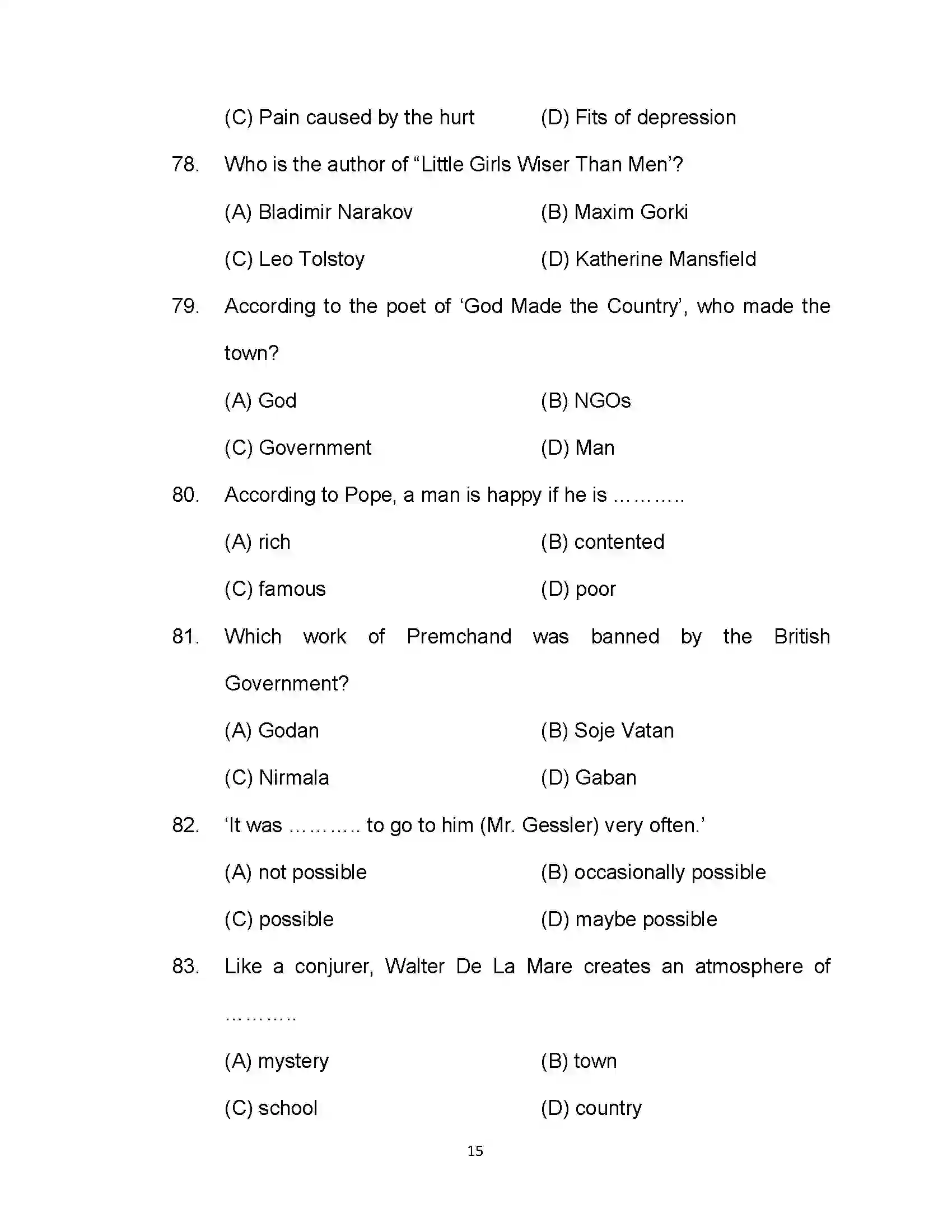 Bihar Board Class 10th 2021 English Sample Paper 15