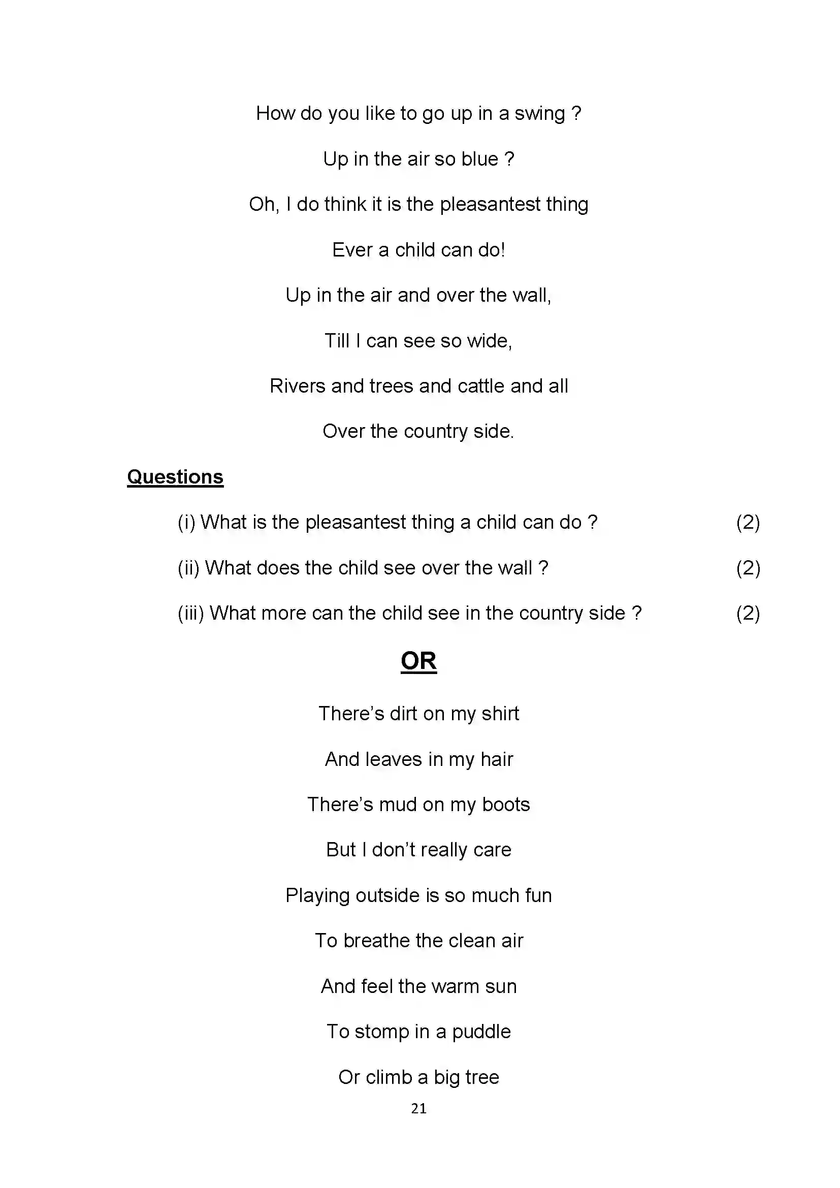 Bihar Board Class 10th 2022 English Sample Paper 21