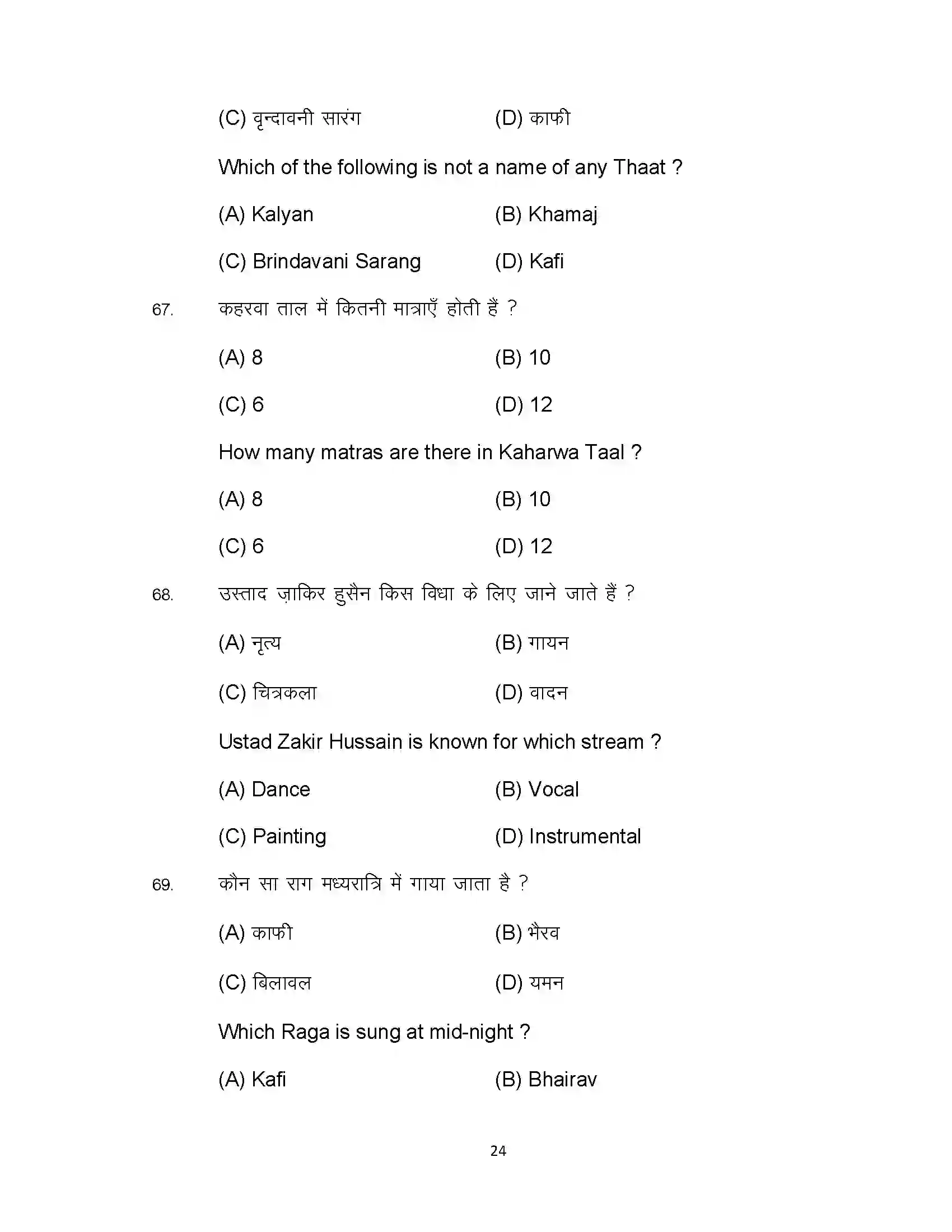 Bihar Board Class 10th 2023 Music Sample Paper 24