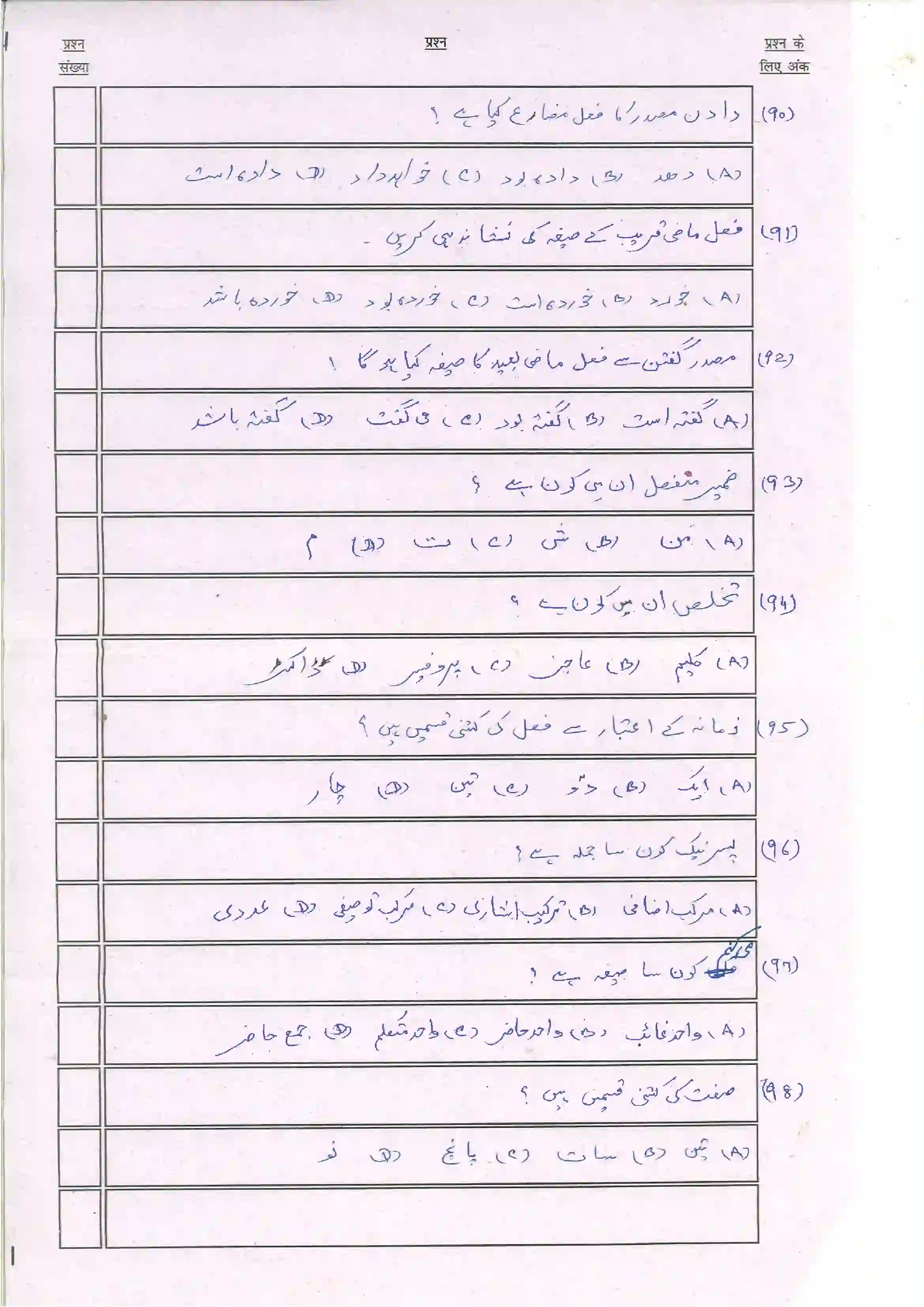 Bihar Board Class 10th 2024 Persian Sample Paper 13