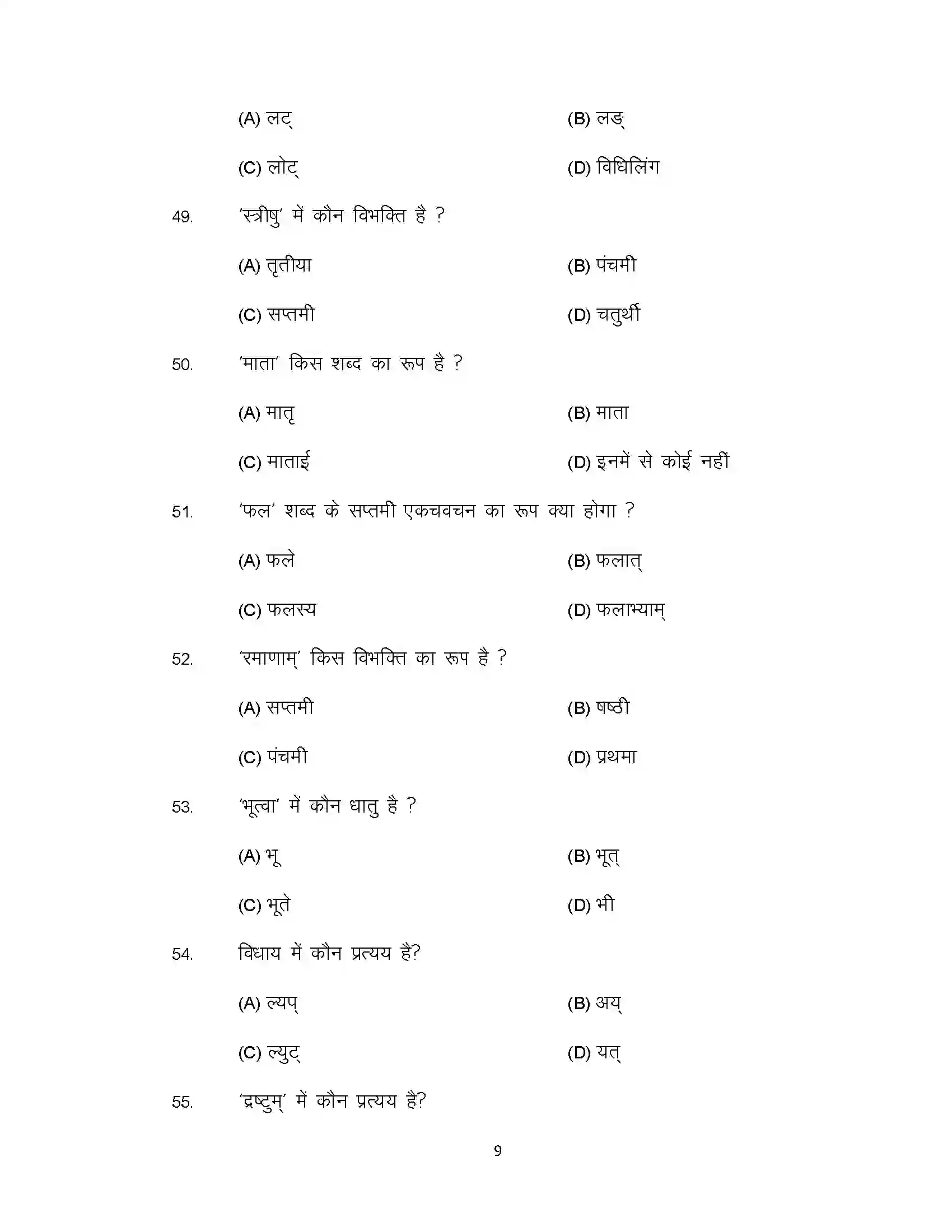 Bihar Board Class 10th 2020 Sanskrit Sample Paper 9