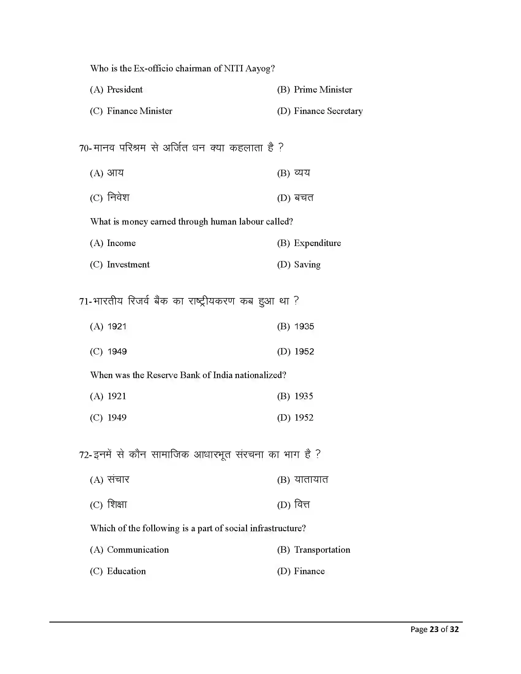 Bihar Board Class 10th 2025 Social Science Sample Paper 23