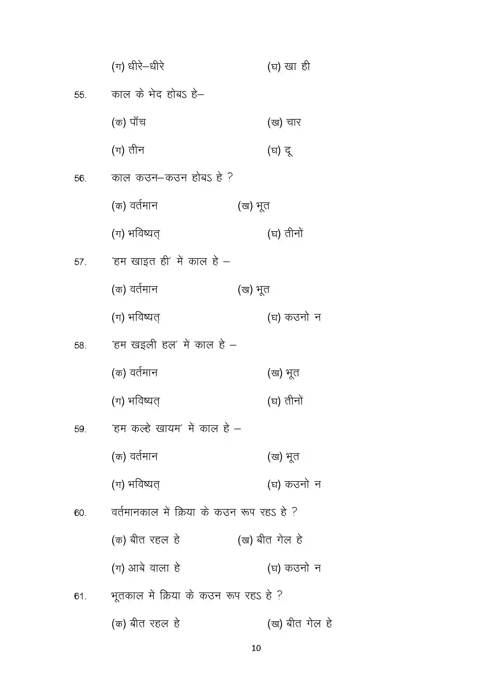 Bihar Board Class 12th 2022 Magahi Sample Paper 10