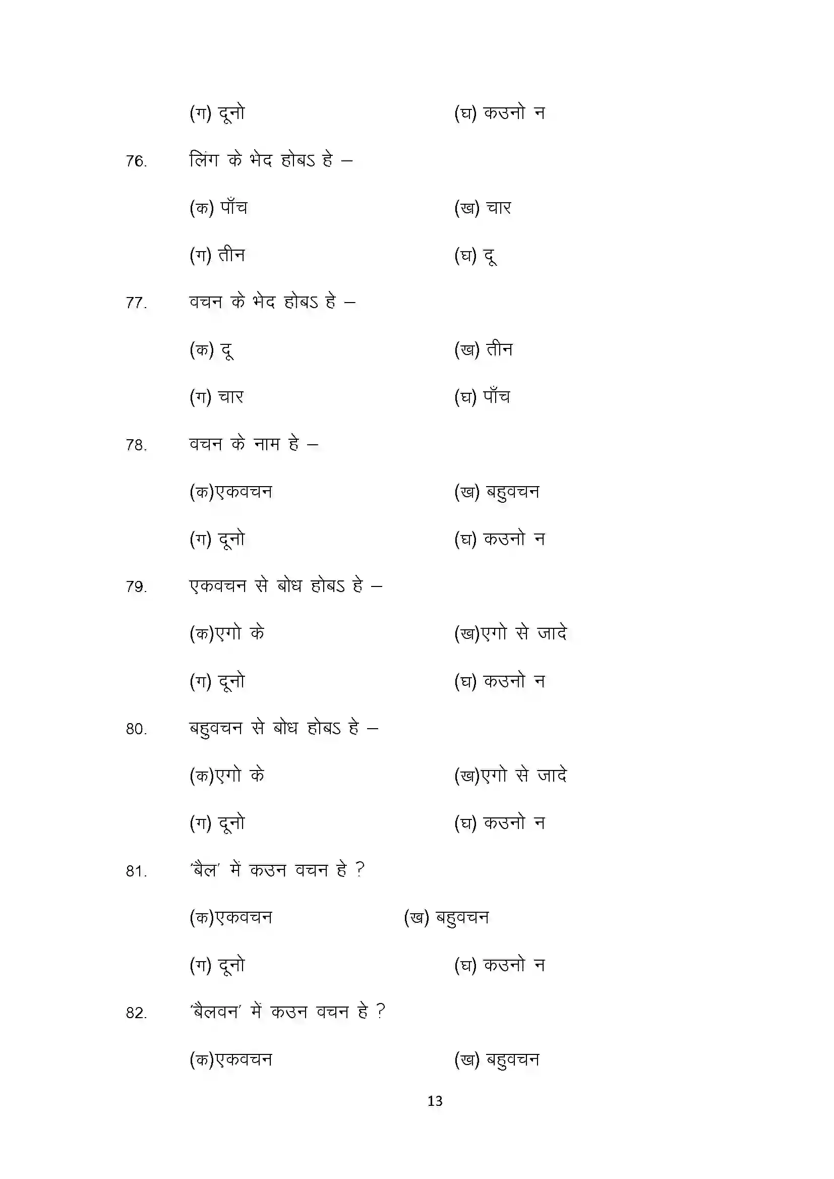 Bihar Board Class 12th 2022 Magahi Sample Paper 13