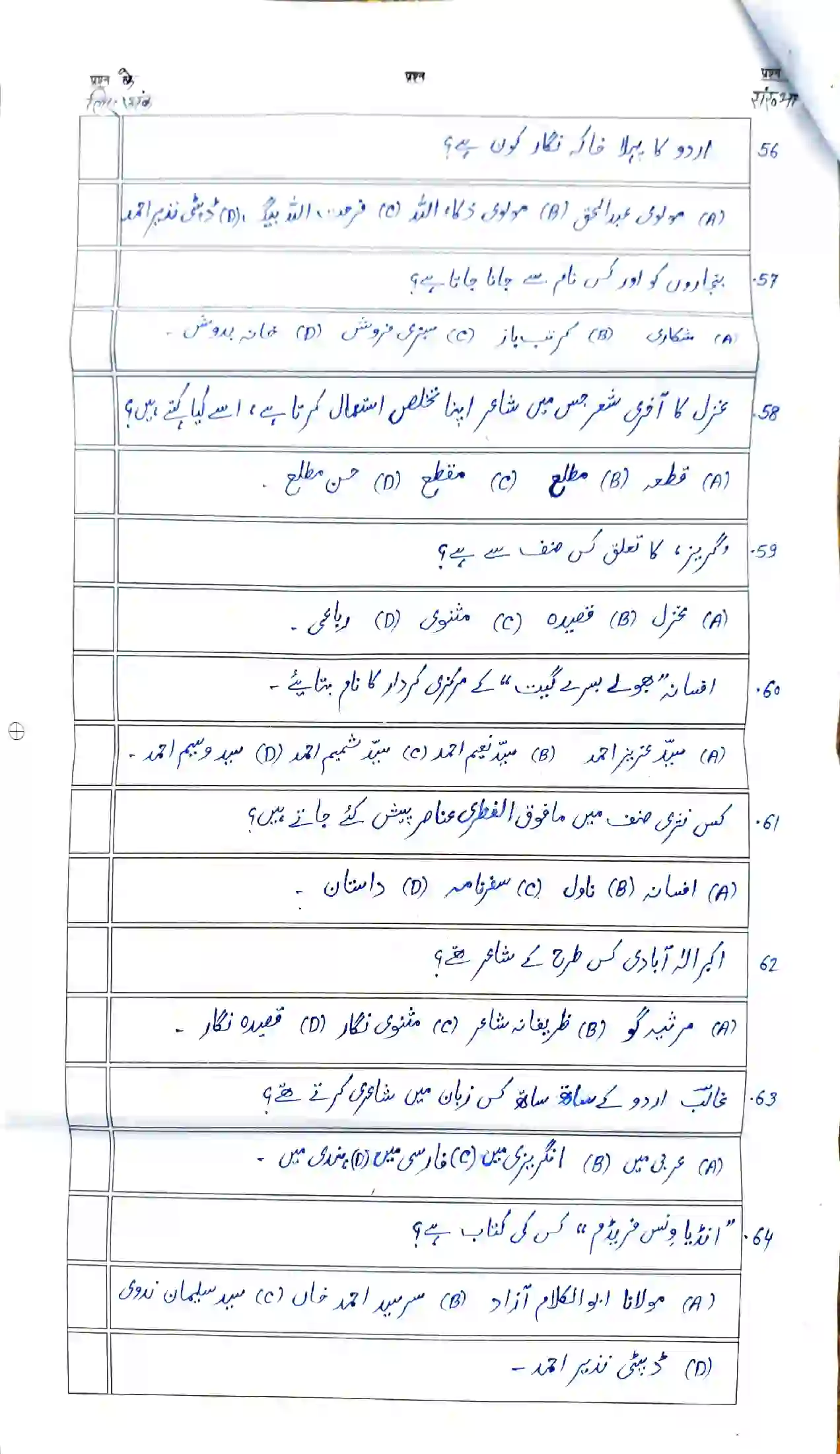 Bihar Board Class 12th 2026 Urdu Sample Paper 10