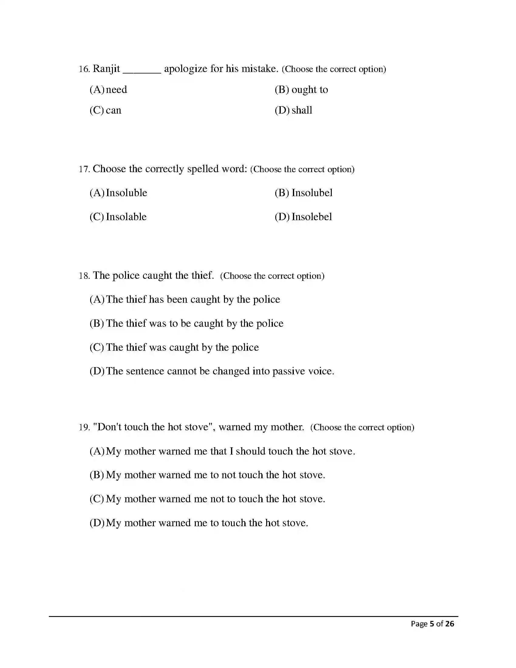 Bihar Board Class 12th 2026 English Sample Paper 5