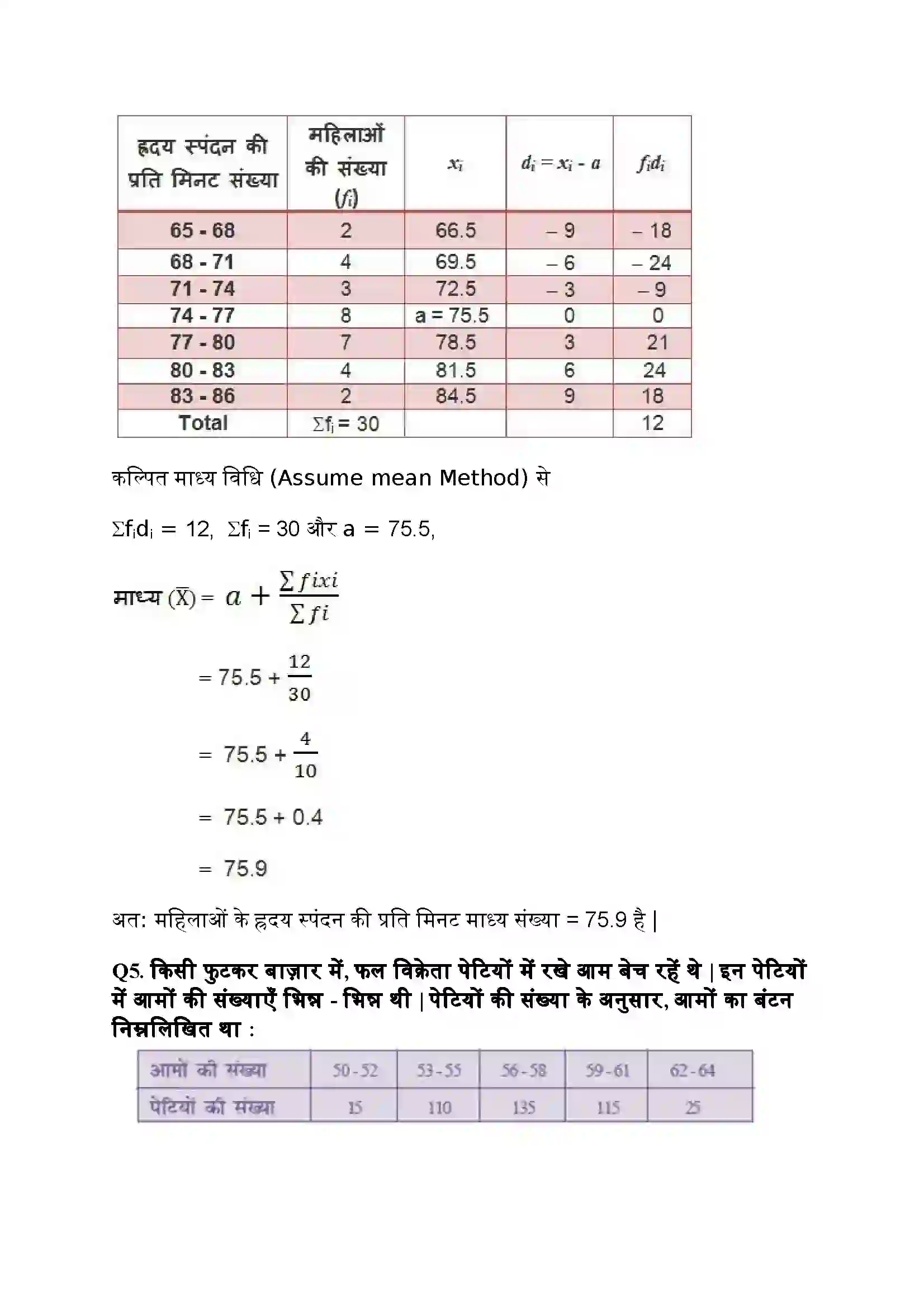 Bihar Board Class 10th Maths (गणित) Chapter 14 (सांख्यिकी) Solution 5
