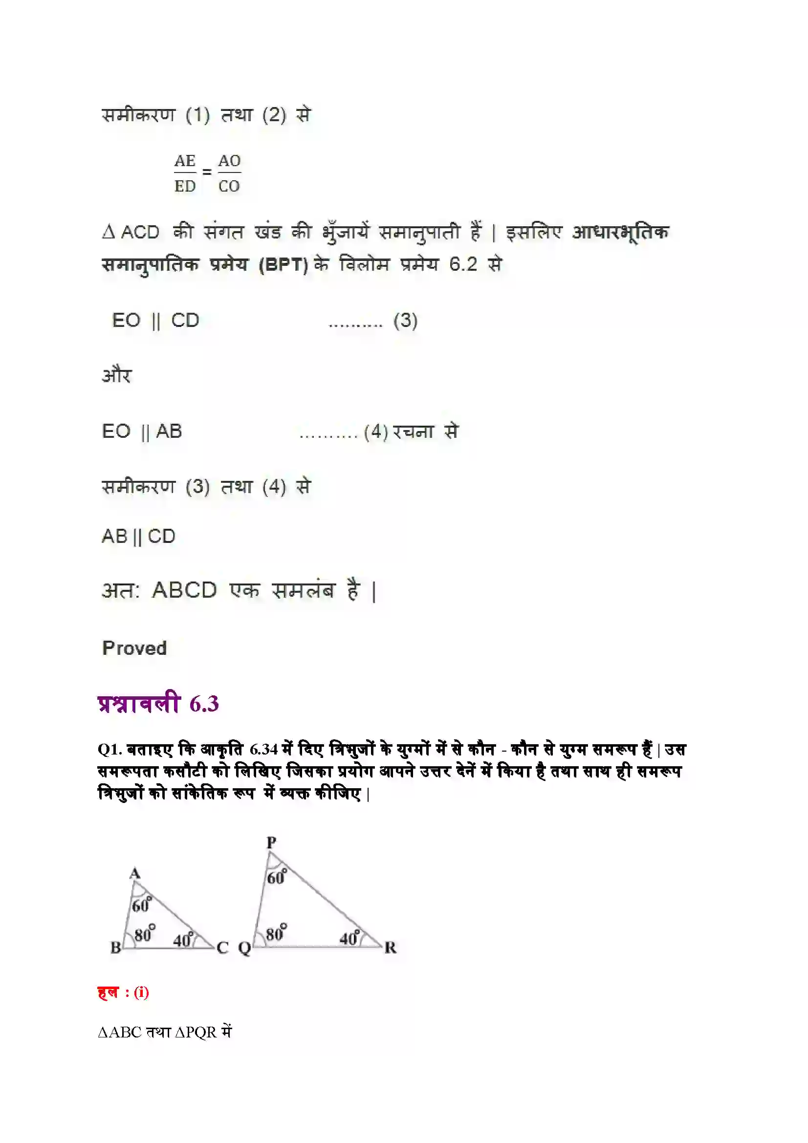 Bihar Board Class 10th Maths (गणित) Chapter 6 (त्रिभुज) Solution 14