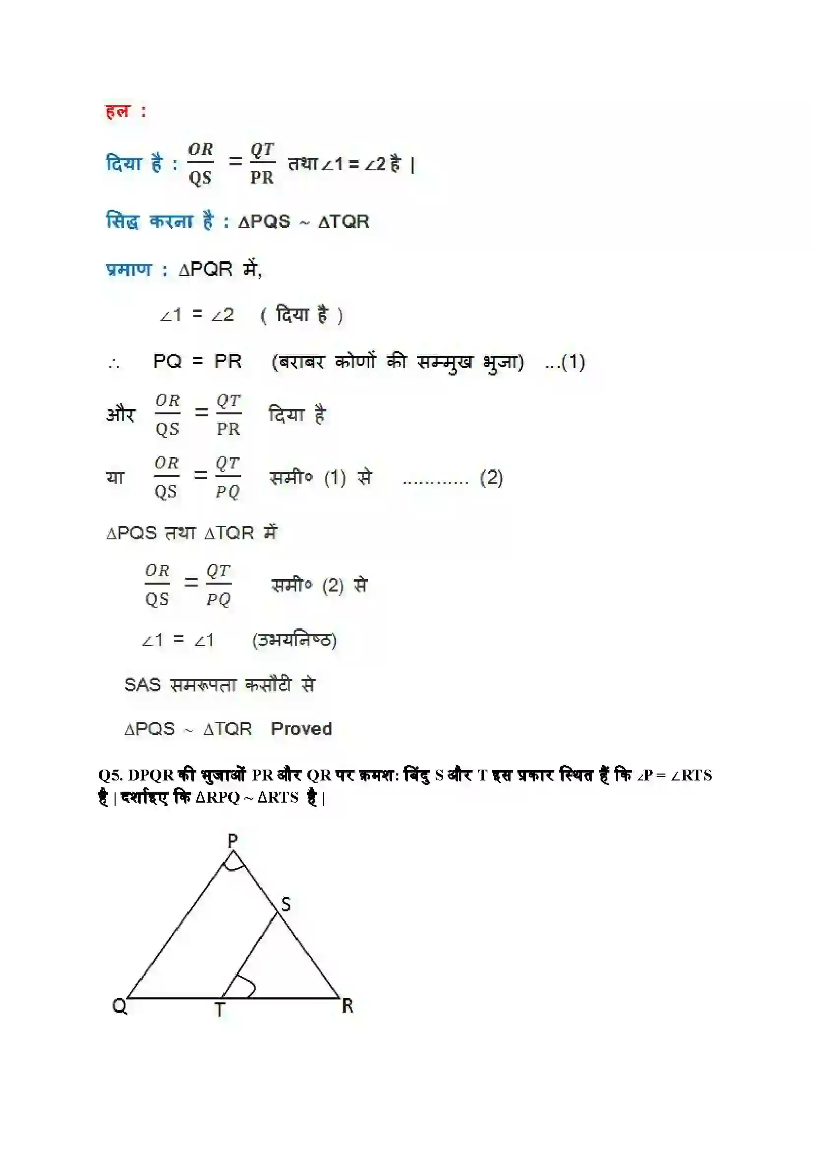 Bihar Board Class 10th Maths (गणित) Chapter 6 (त्रिभुज) Solution 19