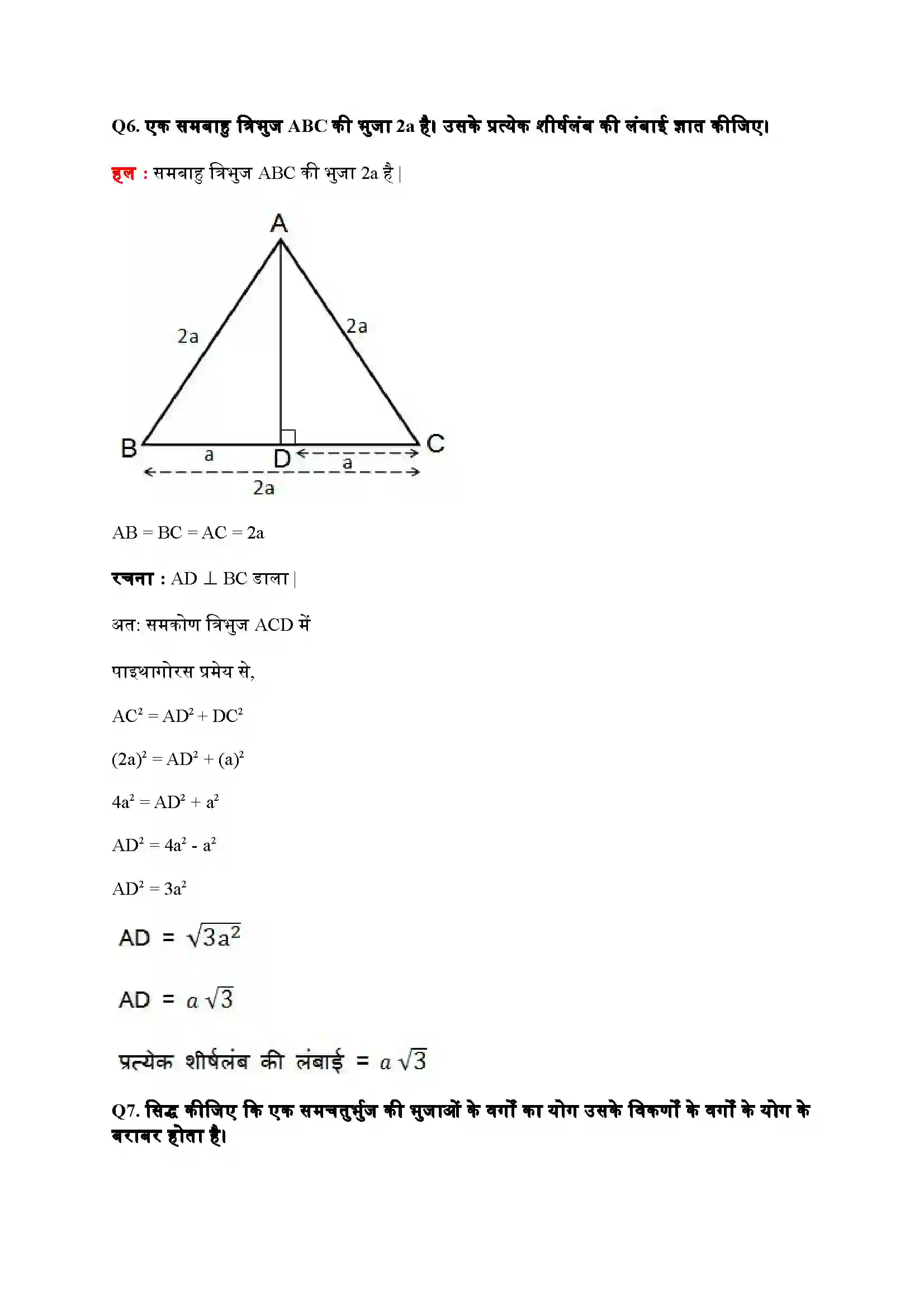 Bihar Board Class 10th Maths (गणित) Chapter 6 (त्रिभुज) Solution 43