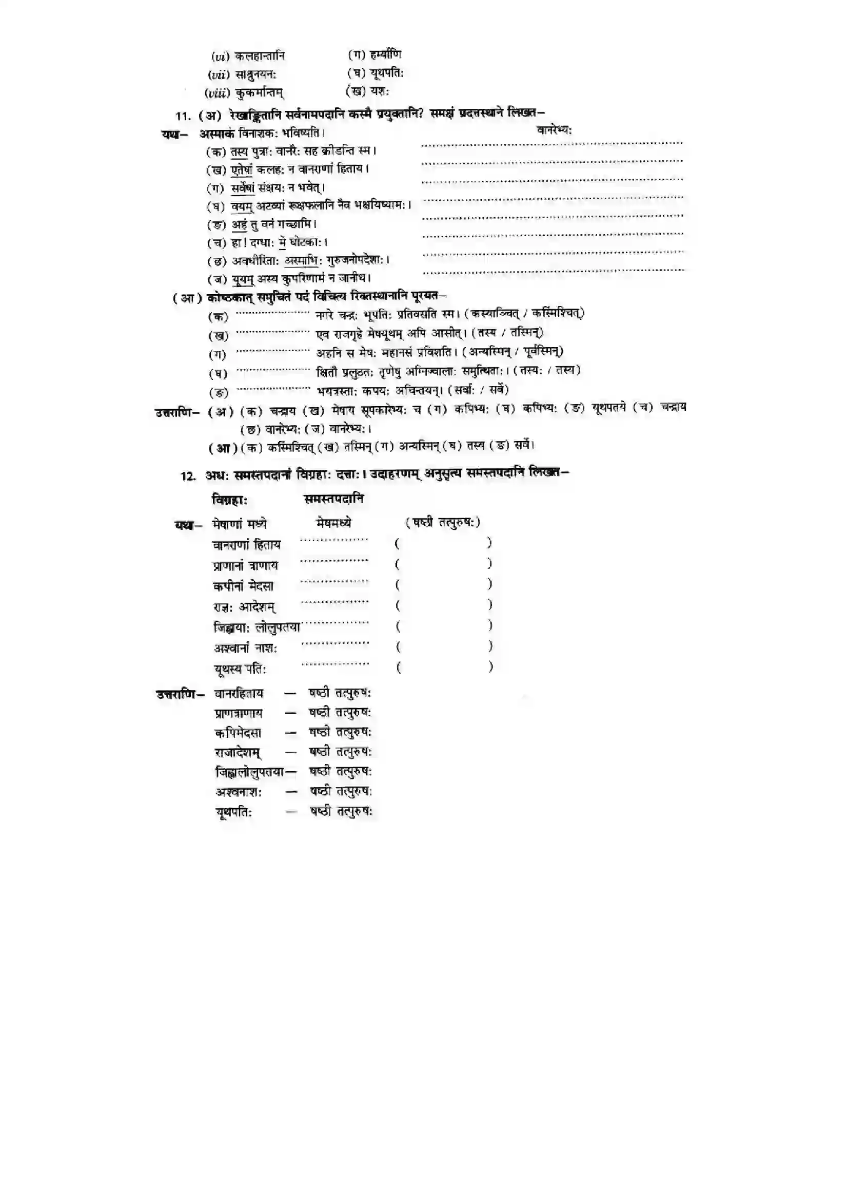 Bihar Board Class 10th Sanskrit (NCERT Sanskrit) Chapter 2) Solution 13