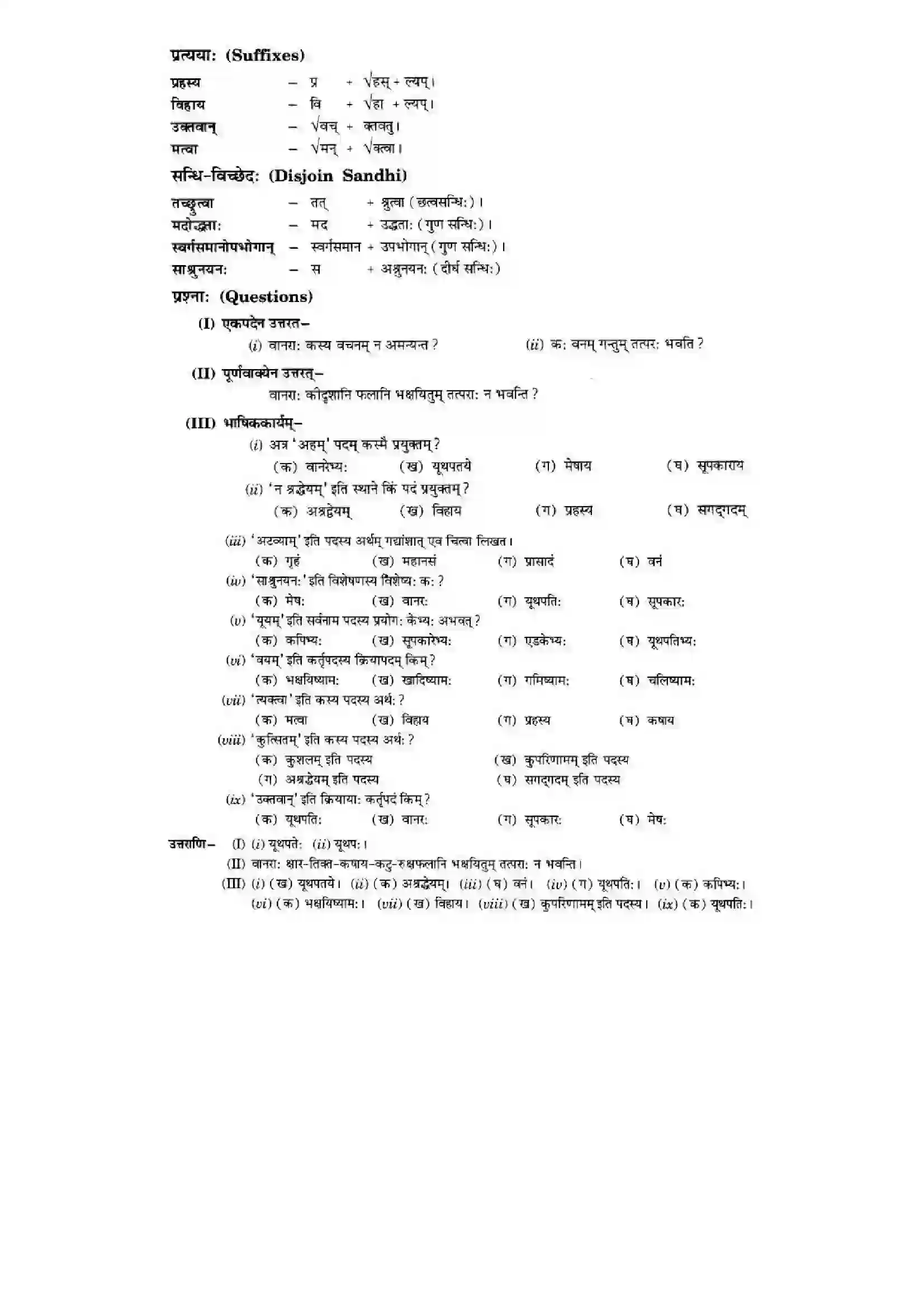 Bihar Board Class 10th Sanskrit (NCERT Sanskrit) Chapter 2) Solution 5
