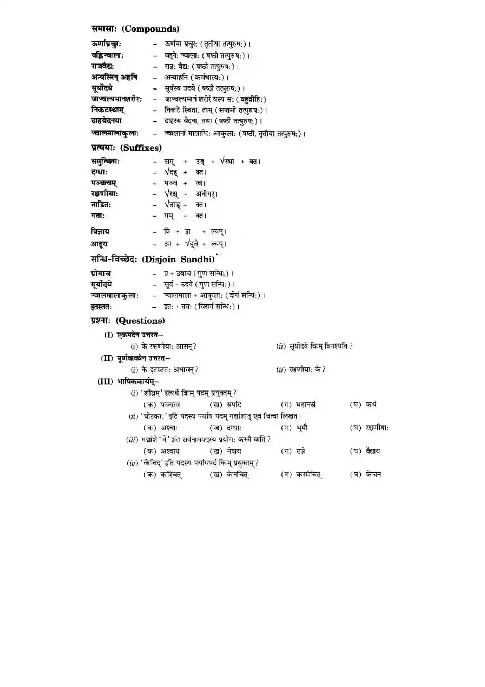 Bihar Board Class 10th Sanskrit (NCERT Sanskrit) Chapter 2) Solution 7
