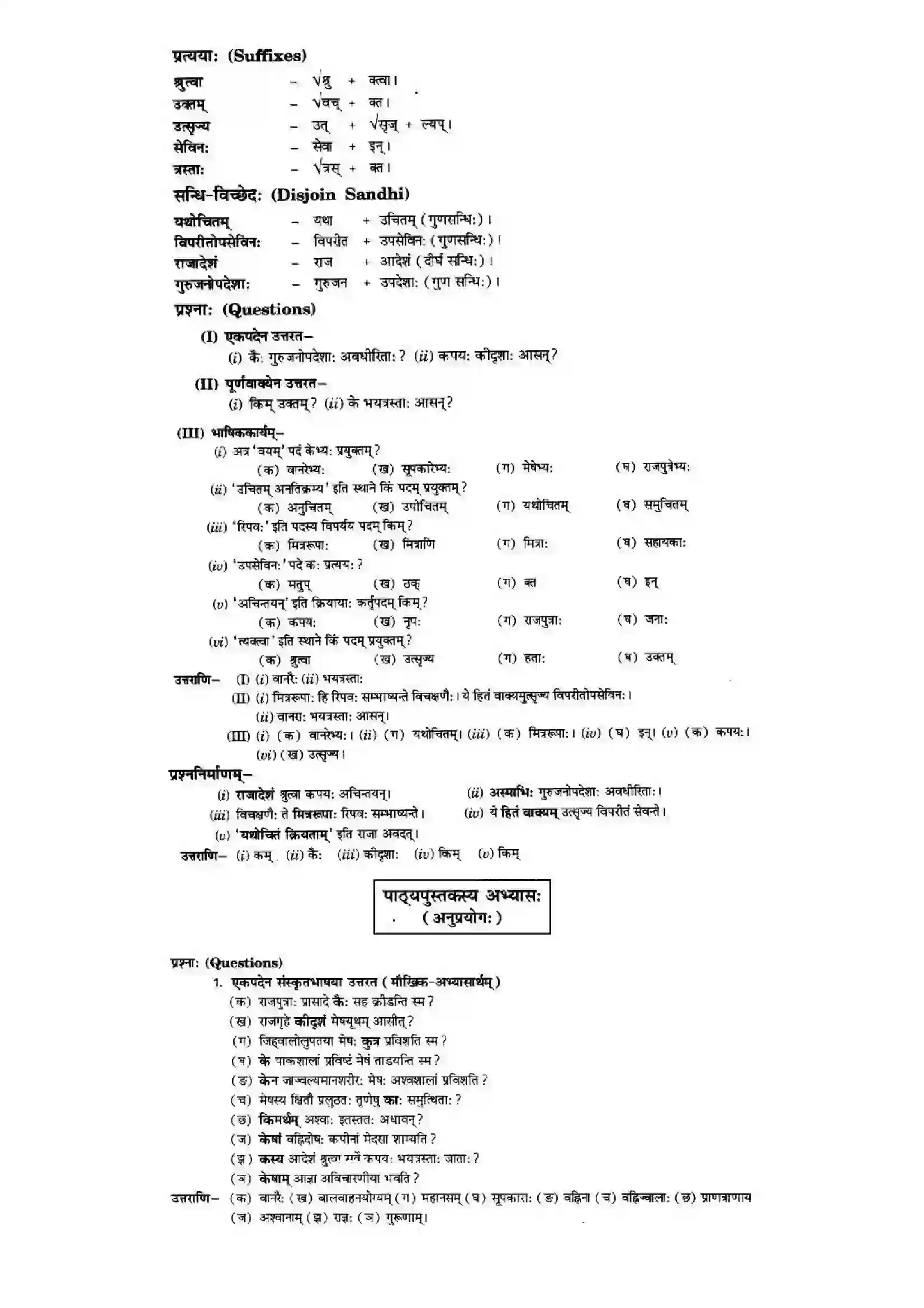 Bihar Board Class 10th Sanskrit (NCERT Sanskrit) Chapter 2) Solution 9