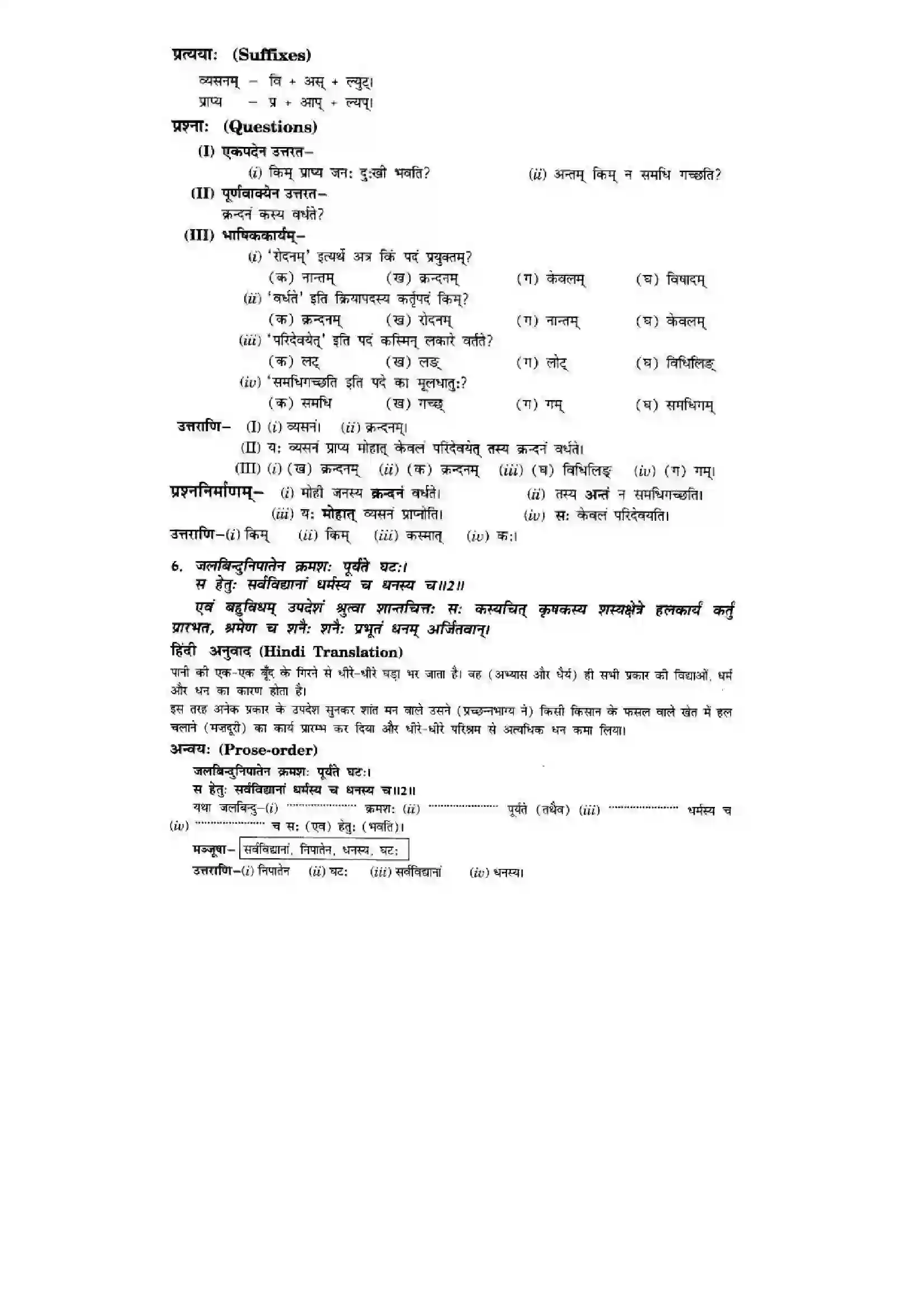 Bihar Board Class 10th Sanskrit (NCERT Sanskrit) Chapter 6) Solution 7