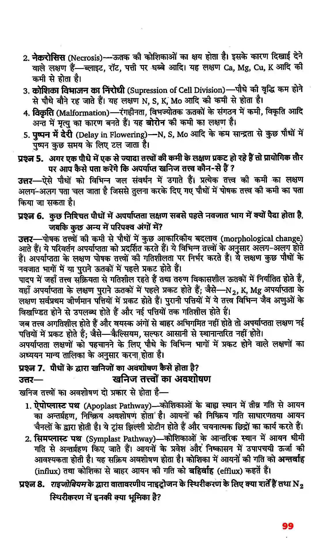 Bihar Board Class 11th Biology (जीव विज्ञान) Chapter 12 (खनिज पोषण) Solution 2