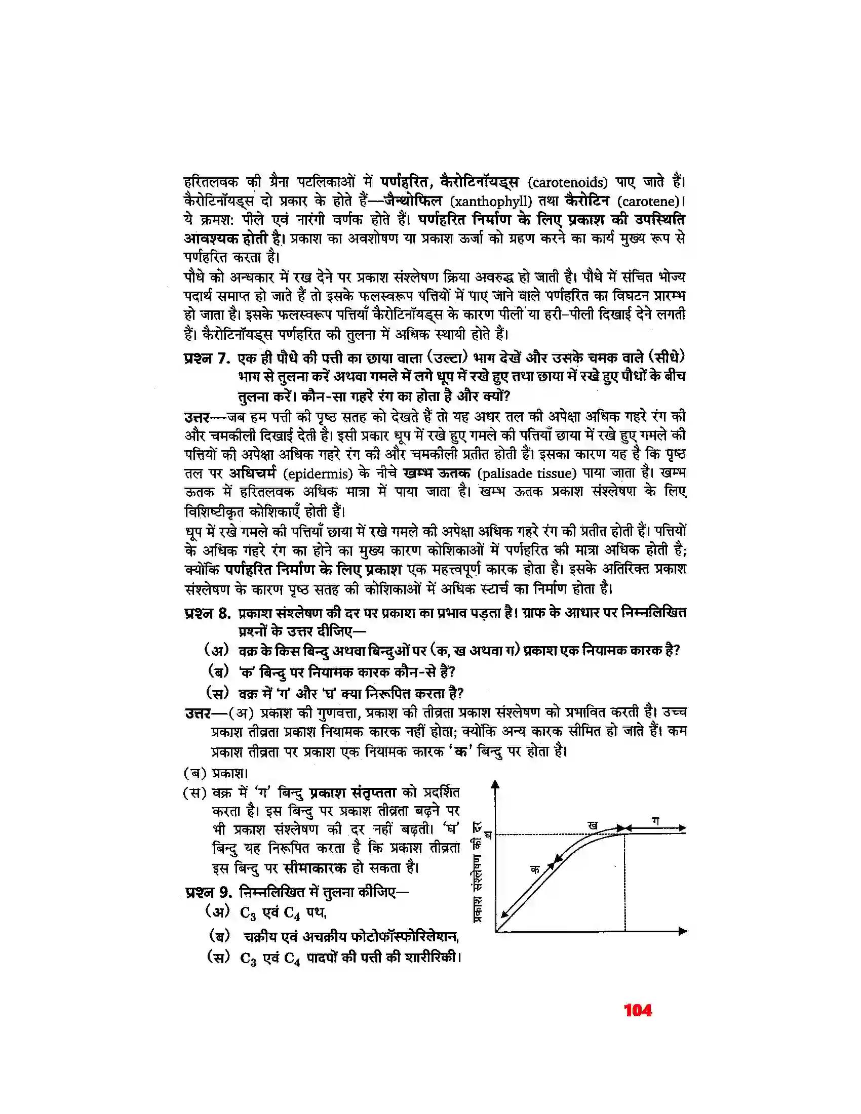 Bihar Board Class 11th Biology (जीव विज्ञान) Chapter 13 (उच्च पादपों में प्रकाश(संश्लेषण) Solution 3