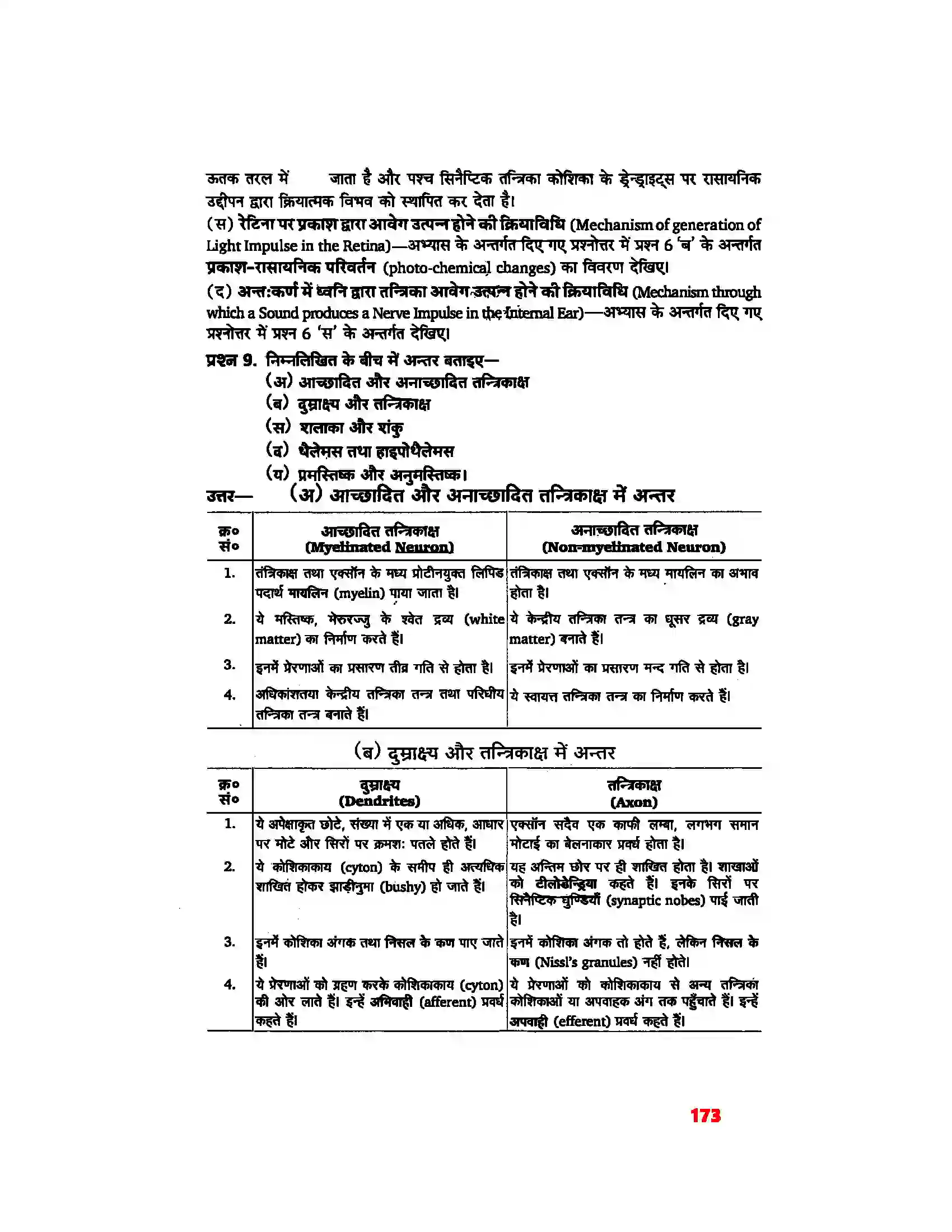 Bihar Board Class 11th Biology (जीव विज्ञान) Chapter 21 (तंत्रिकीय नियंत्रण एवं समन्वय) Solution 17