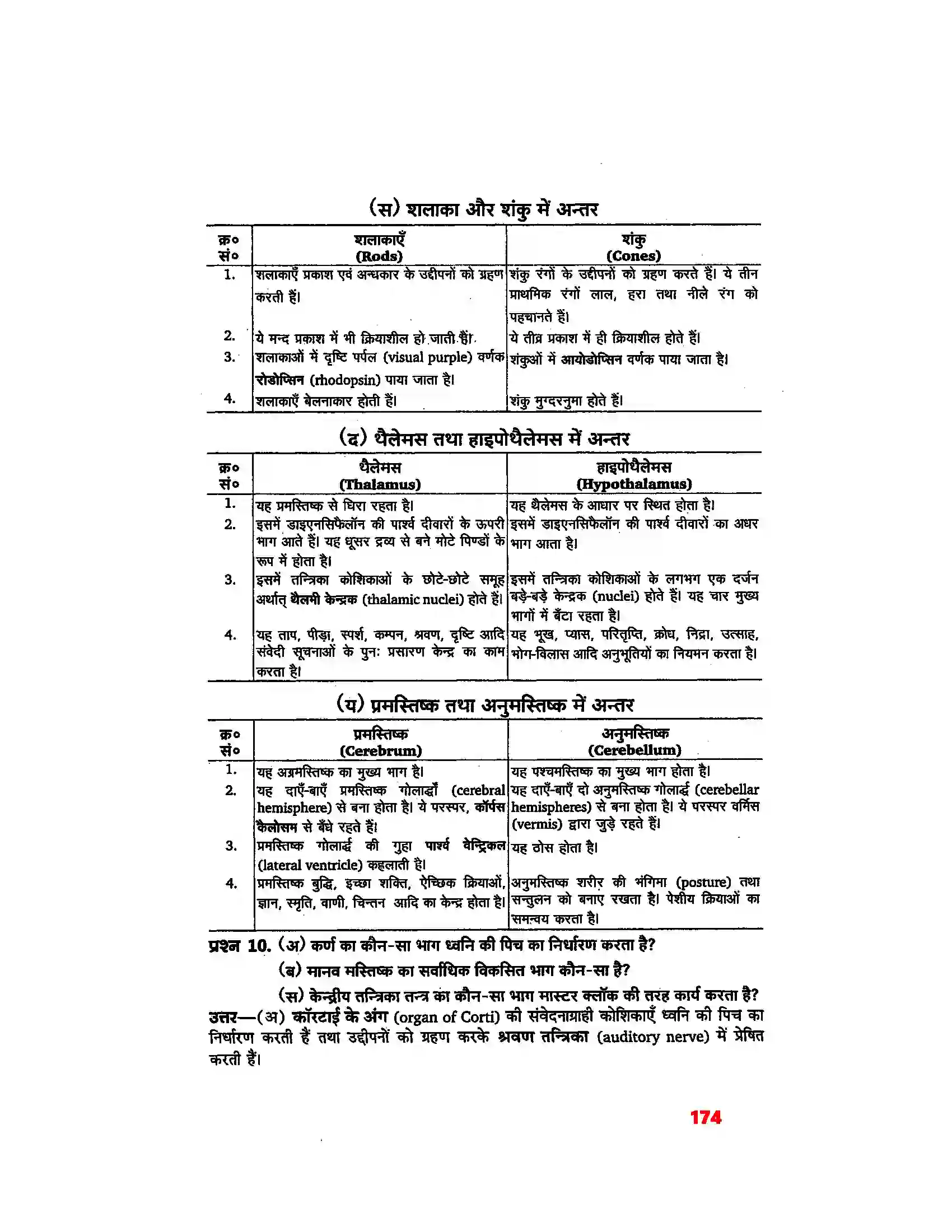Bihar Board Class 11th Biology (जीव विज्ञान) Chapter 21 (तंत्रिकीय नियंत्रण एवं समन्वय) Solution 18