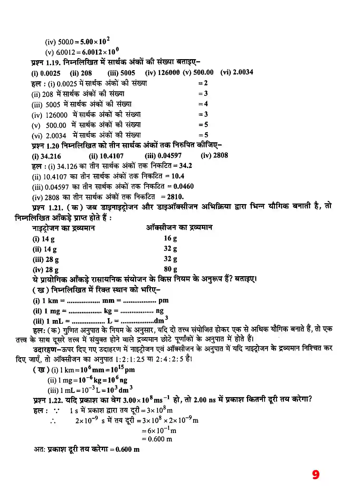 Bihar Board Class 11th Chemistry (रसायन विज्ञान) Chapter 1 (रसायन विज्ञानं की कुछ मूल अवधारणाएं) Solution 8