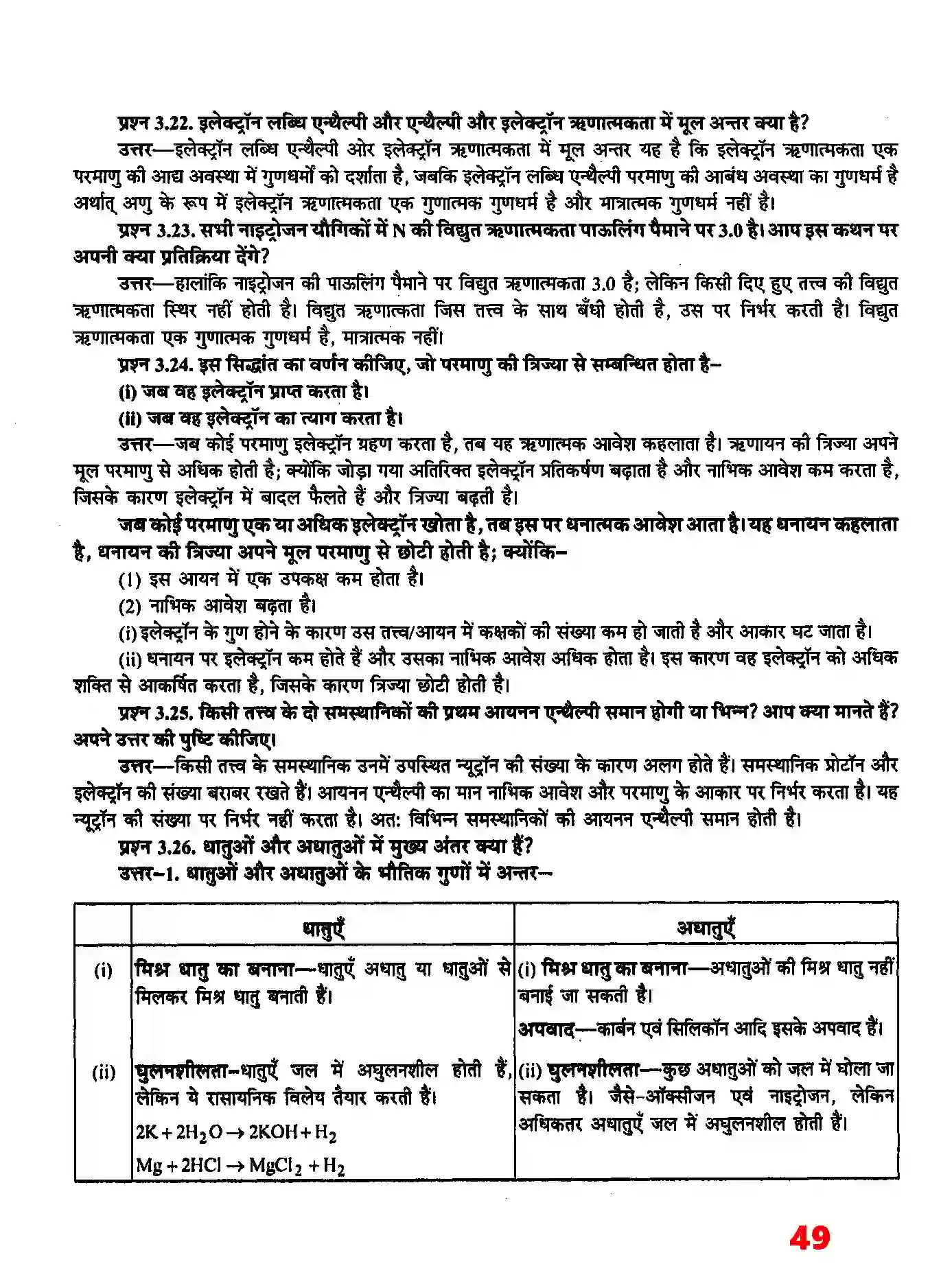 Bihar Board Class 11th Chemistry (रसायन विज्ञान) Chapter 3 (तत्वों का वर्गीकरण तथा गुणधर्मों में आवर्तिता) Solution 6