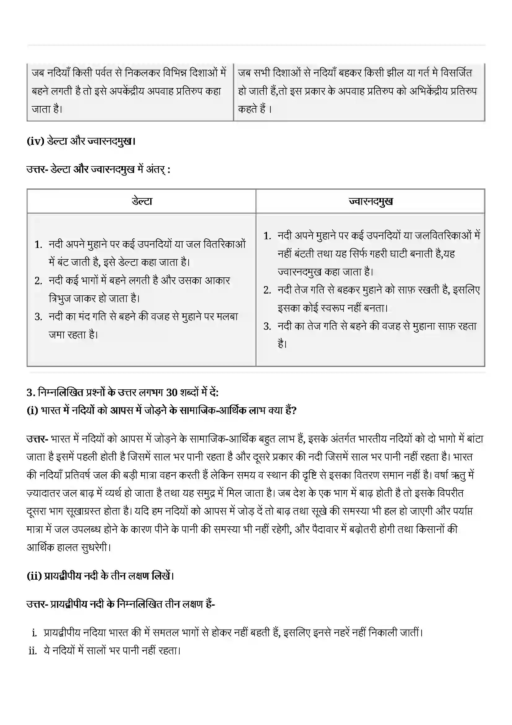 Bihar Board Class 11th Geography (भारत का भौतिक पर्यावरण) Chapter 3 (अपवाह तंत्र) Solution 3