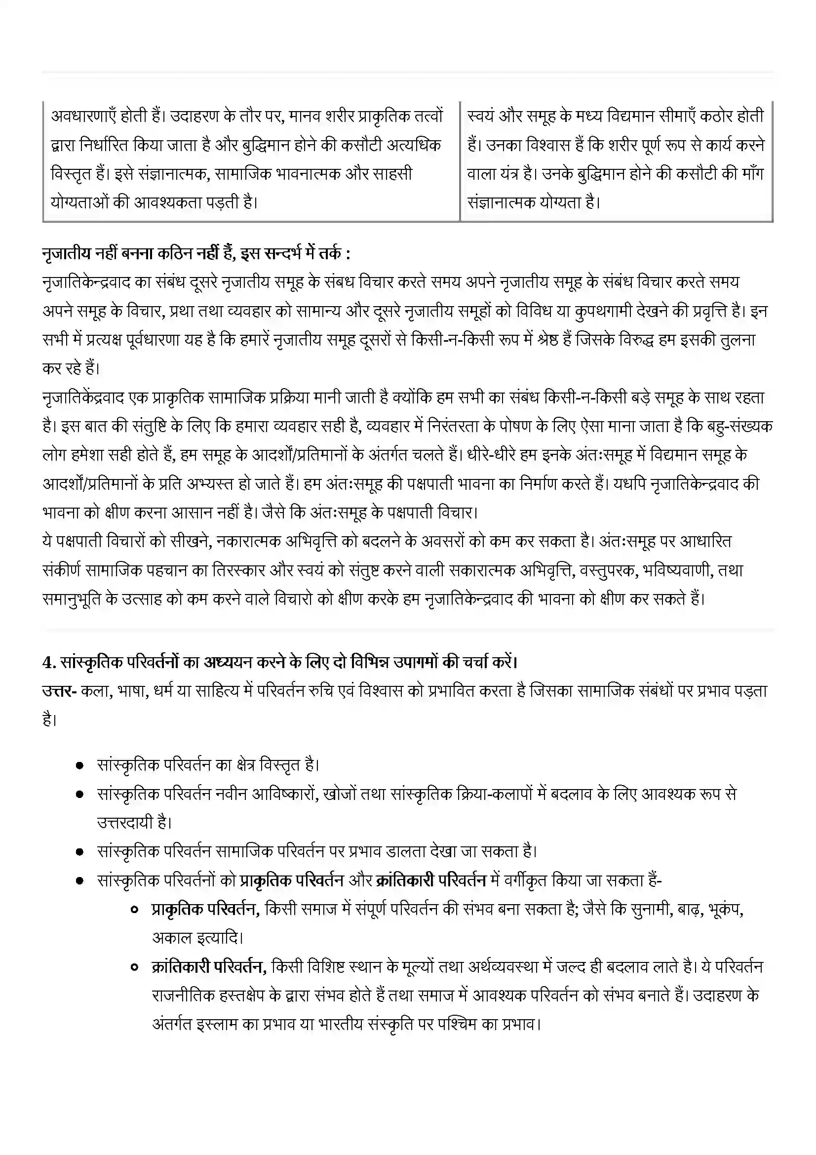 Bihar Board Class 11th Sociology (समाज शास्त्र) Chapter 4 (संस्कृति तथा समाजीकरण) Solution 2