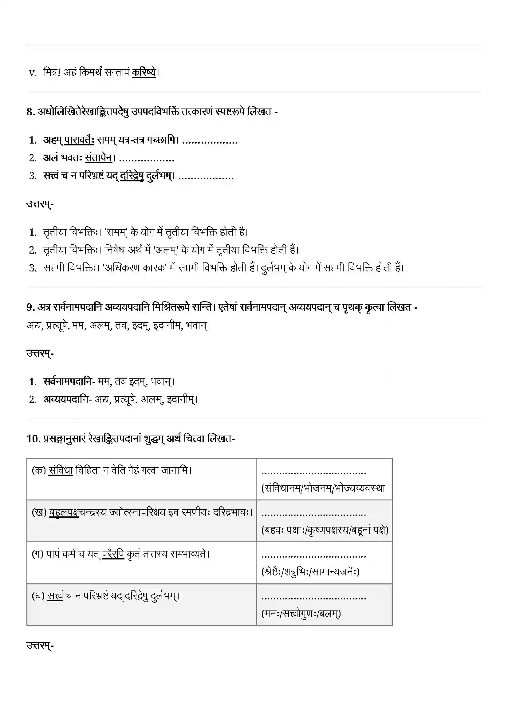 Bihar Board Class 12th Sanskrit (संस्कृत) Chapter 7 (दारिद्र्ये दुर्लभं सत्त्वम्) Solution 5