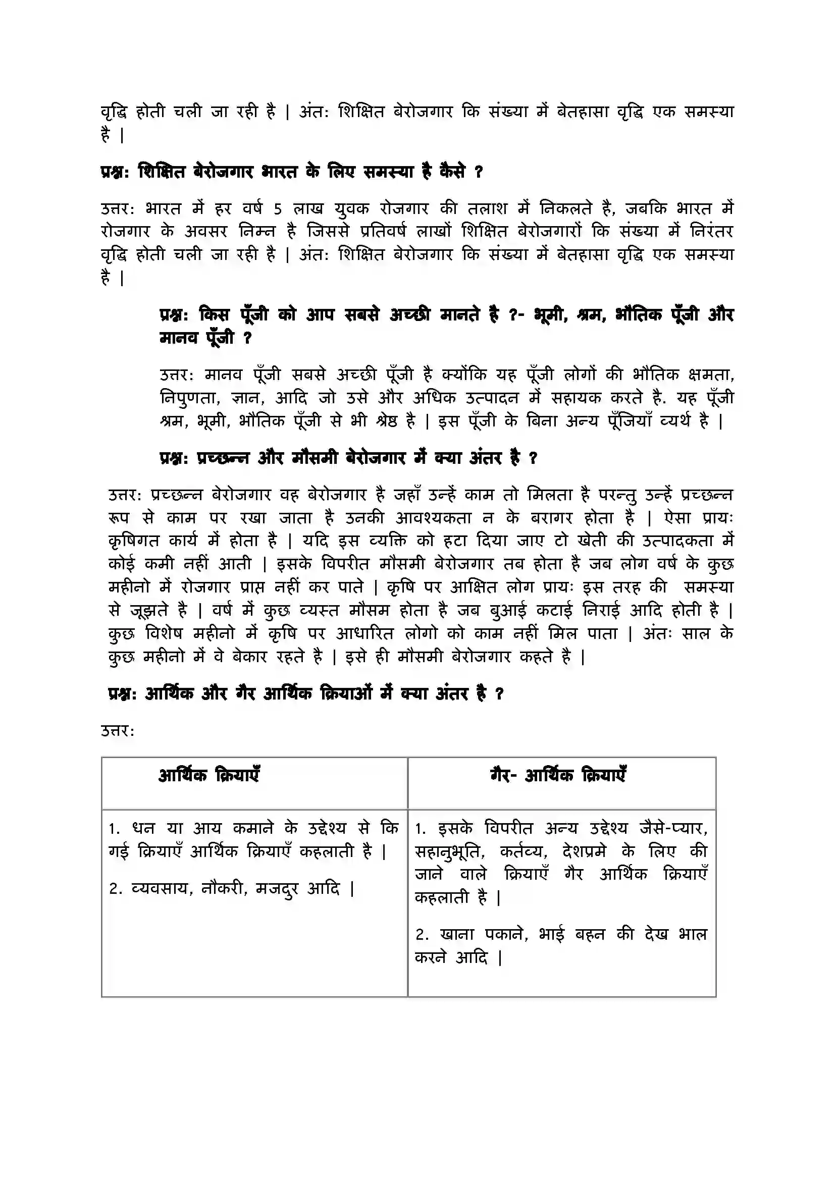 Bihar Board Class 9th Economics (अर्थशास्त्र) Chapter 2 (संसाधन के रूप में लोग) Solution 2
