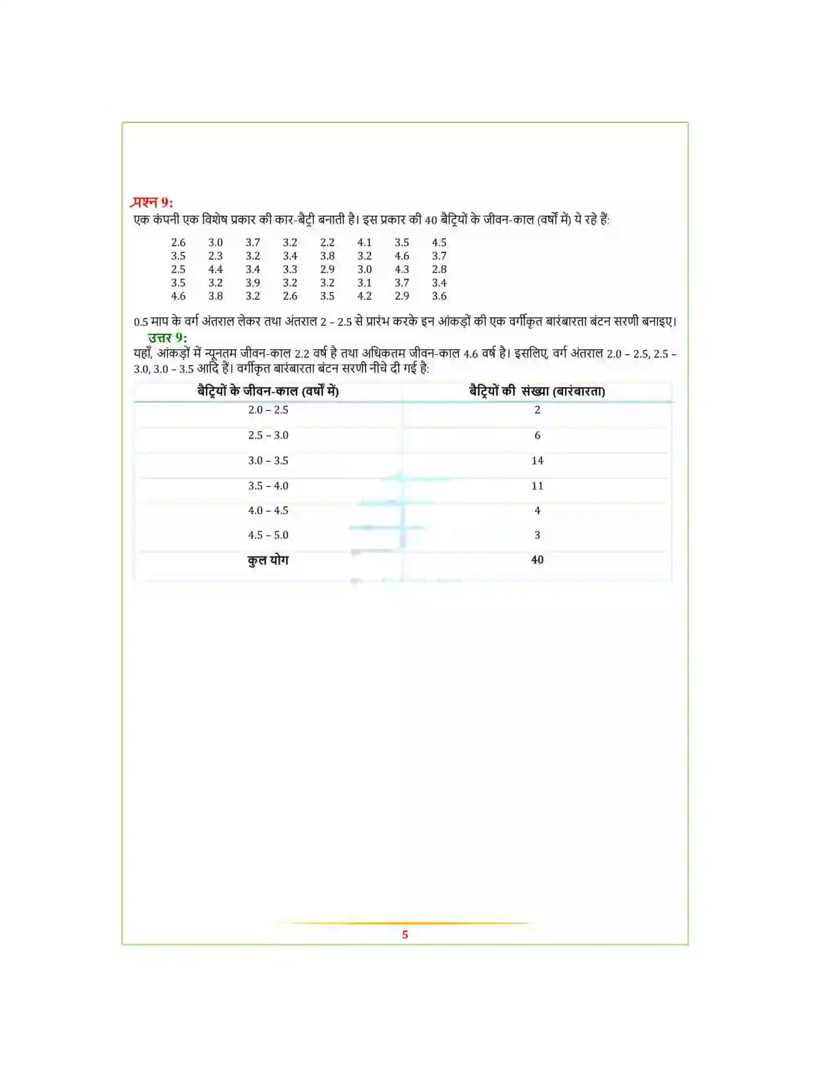 Bihar Board Class 9th Maths (गणित) Chapter 14 (सांख्यिकी) Solution 6