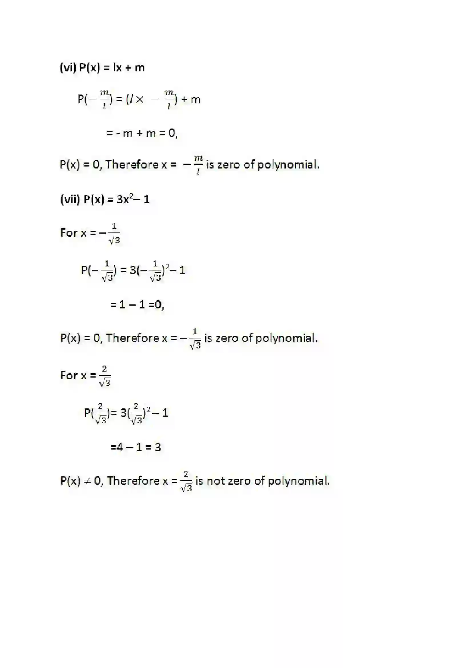 Bihar Board Class 9th Maths (गणित) Chapter 2 (बहुपद) Solution 9