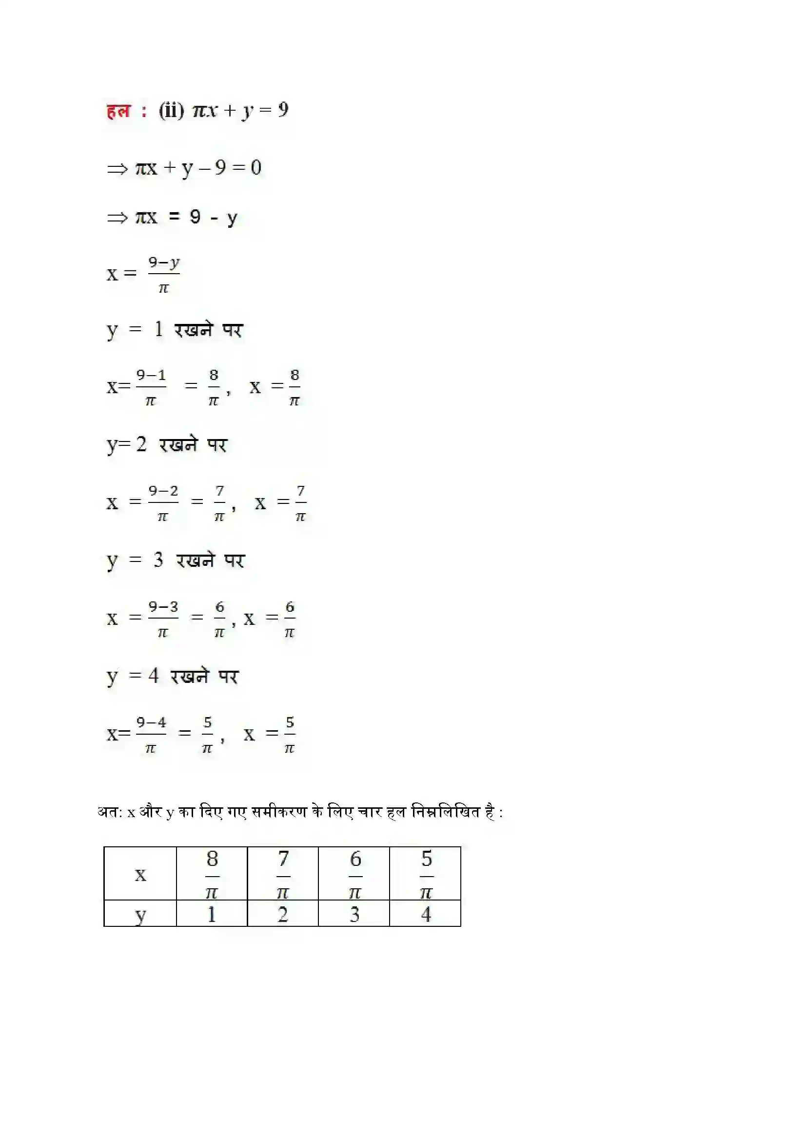 Bihar Board Class 9th Maths (गणित) Chapter 4 (दो चरों वाले रैखिक समीकरण) Solution 5