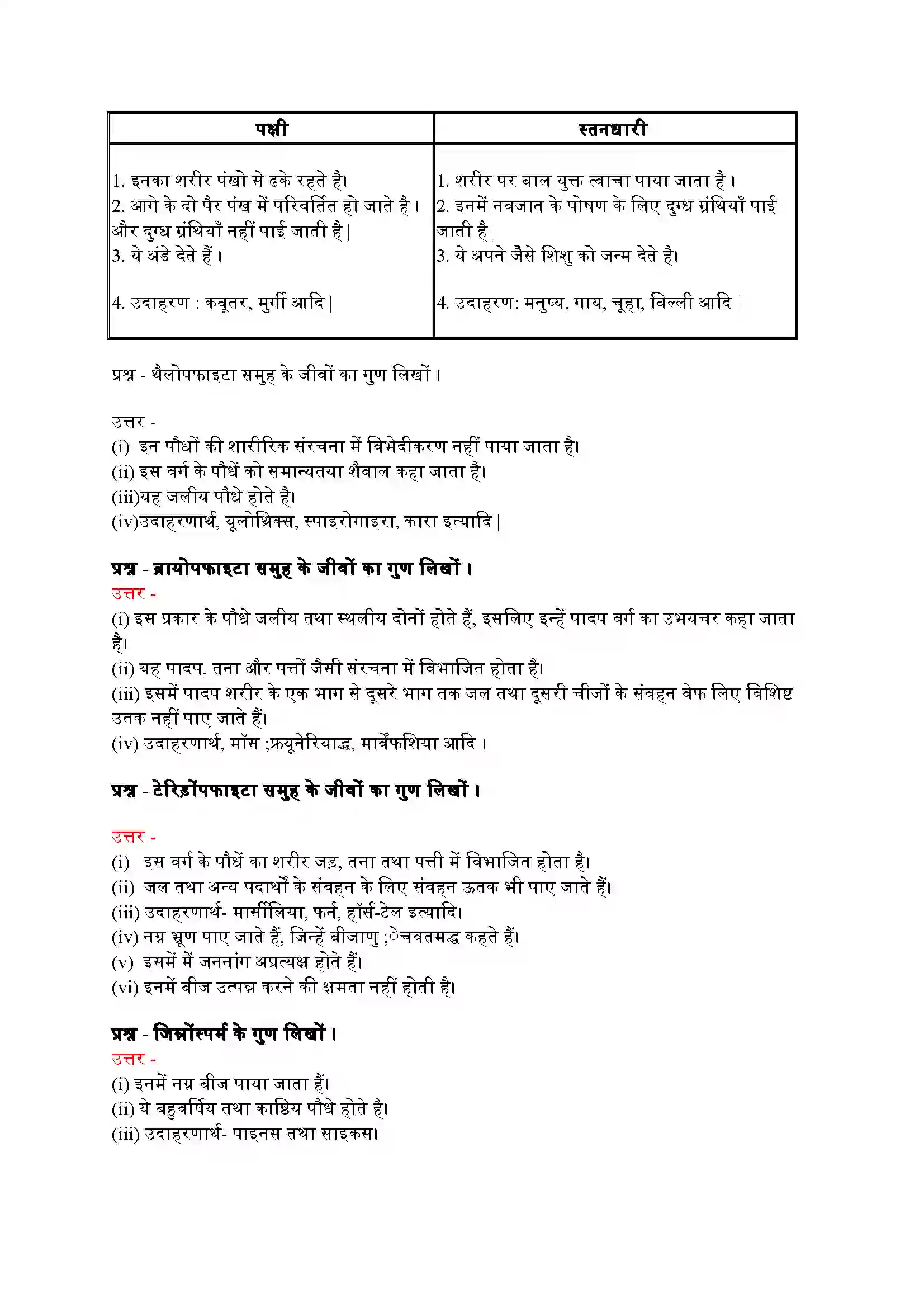 Bihar Board Class 9th Science (विज्ञान) Chapter 7 (जीवों में विविधता) Solution 8