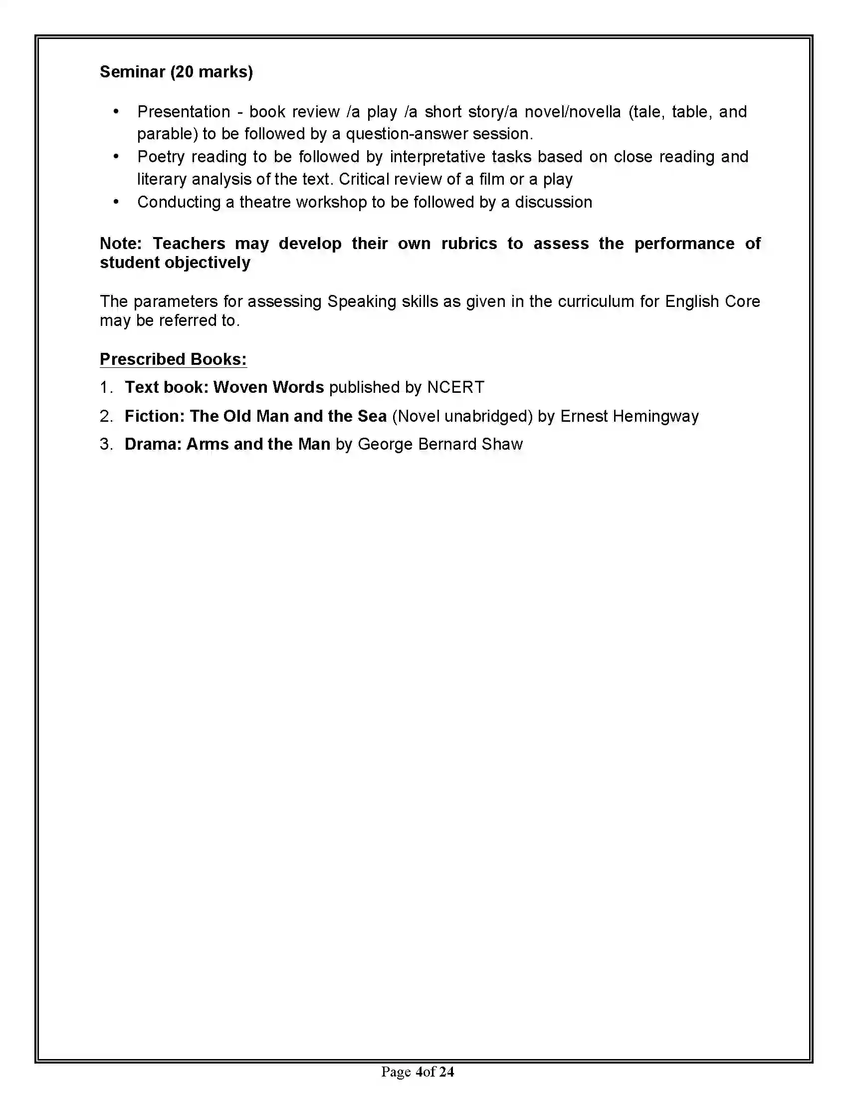 Bihar Board Class 12th 2020 English Elective Syllabus 4